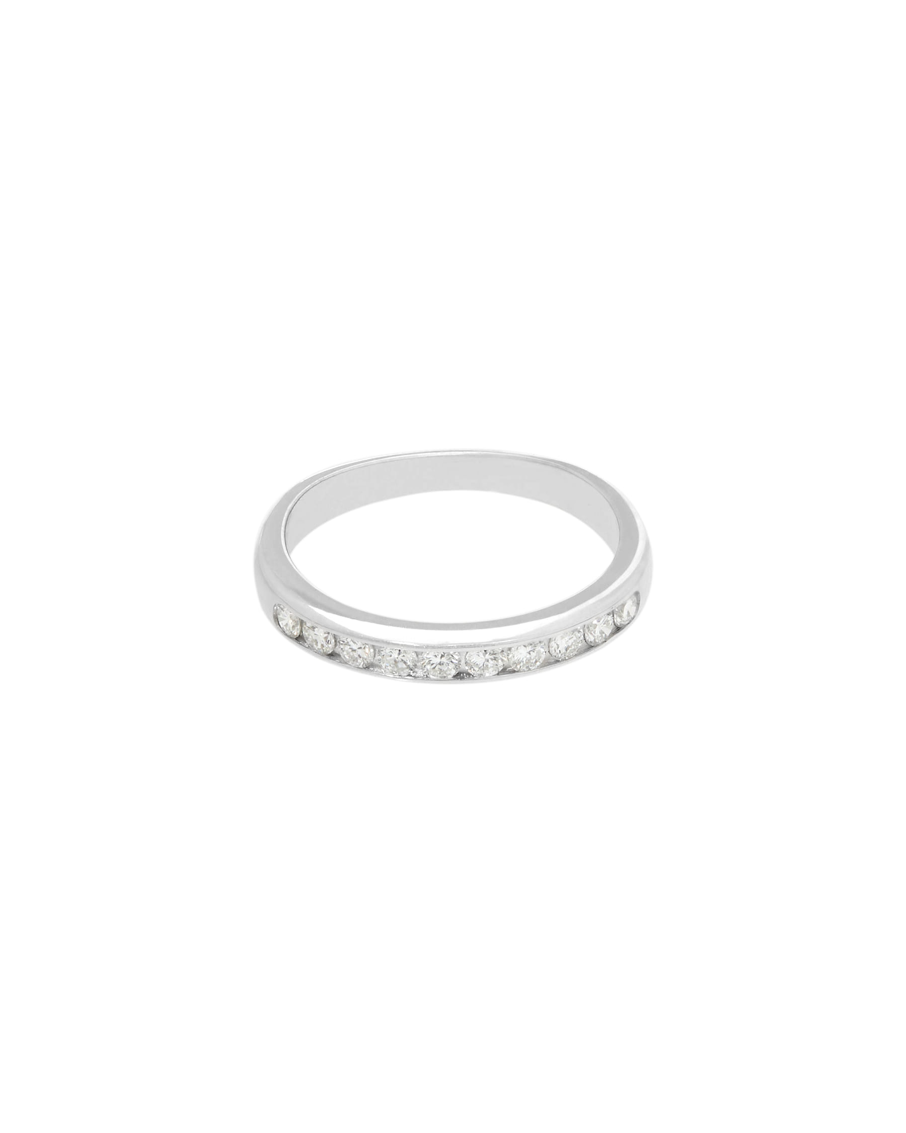 Anello veretta in oro bianco con 10 diamanti-1