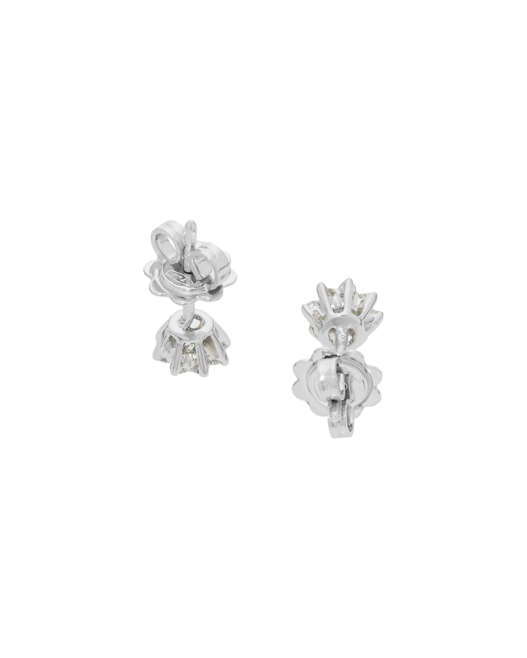 Orecchini punto luce fiore in oro bianco con diamanti-2