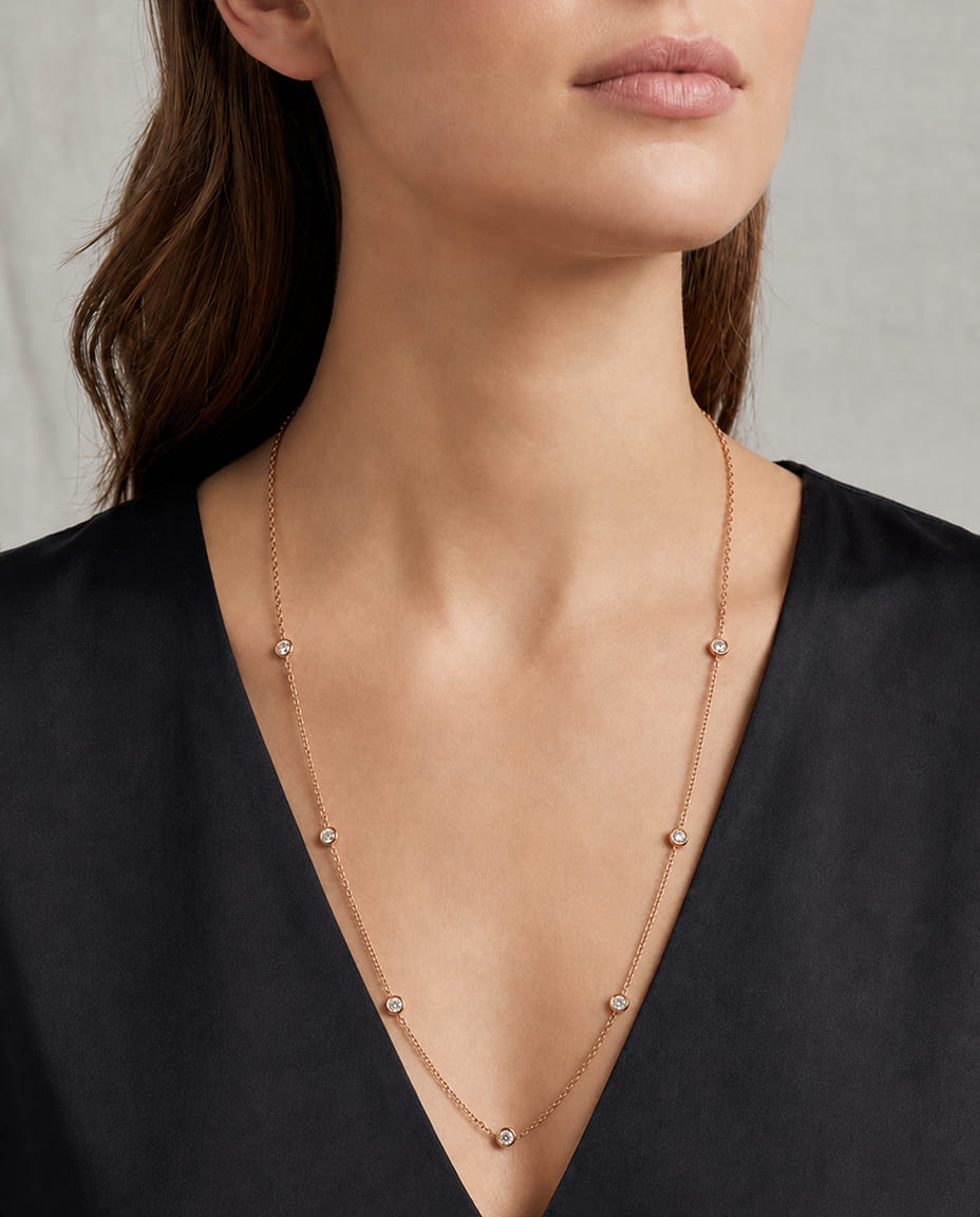 Collana in oro rosa con punti luce-3