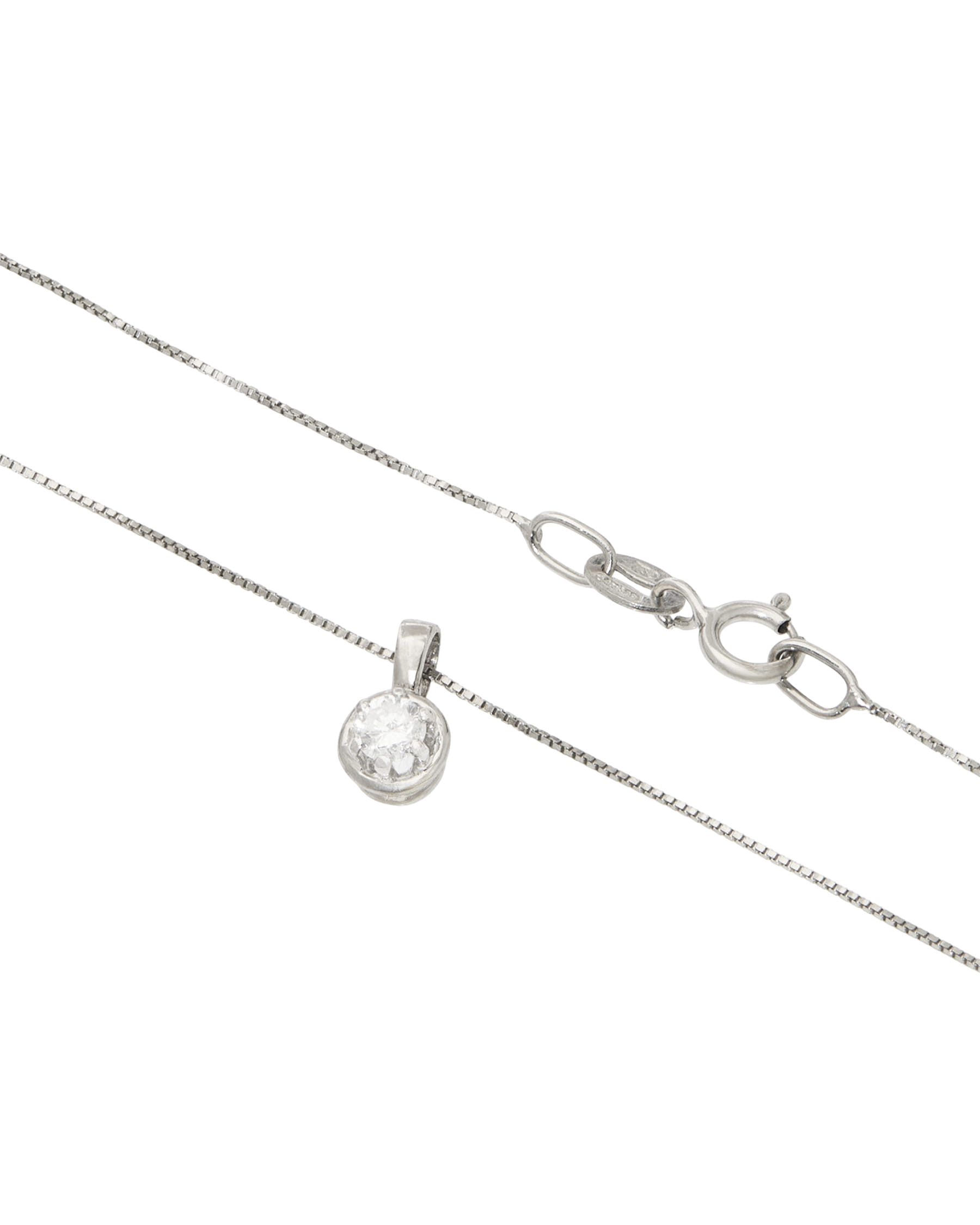 Catenina punto luce in oro bianco 18kt con diamante 0,10 ct-2