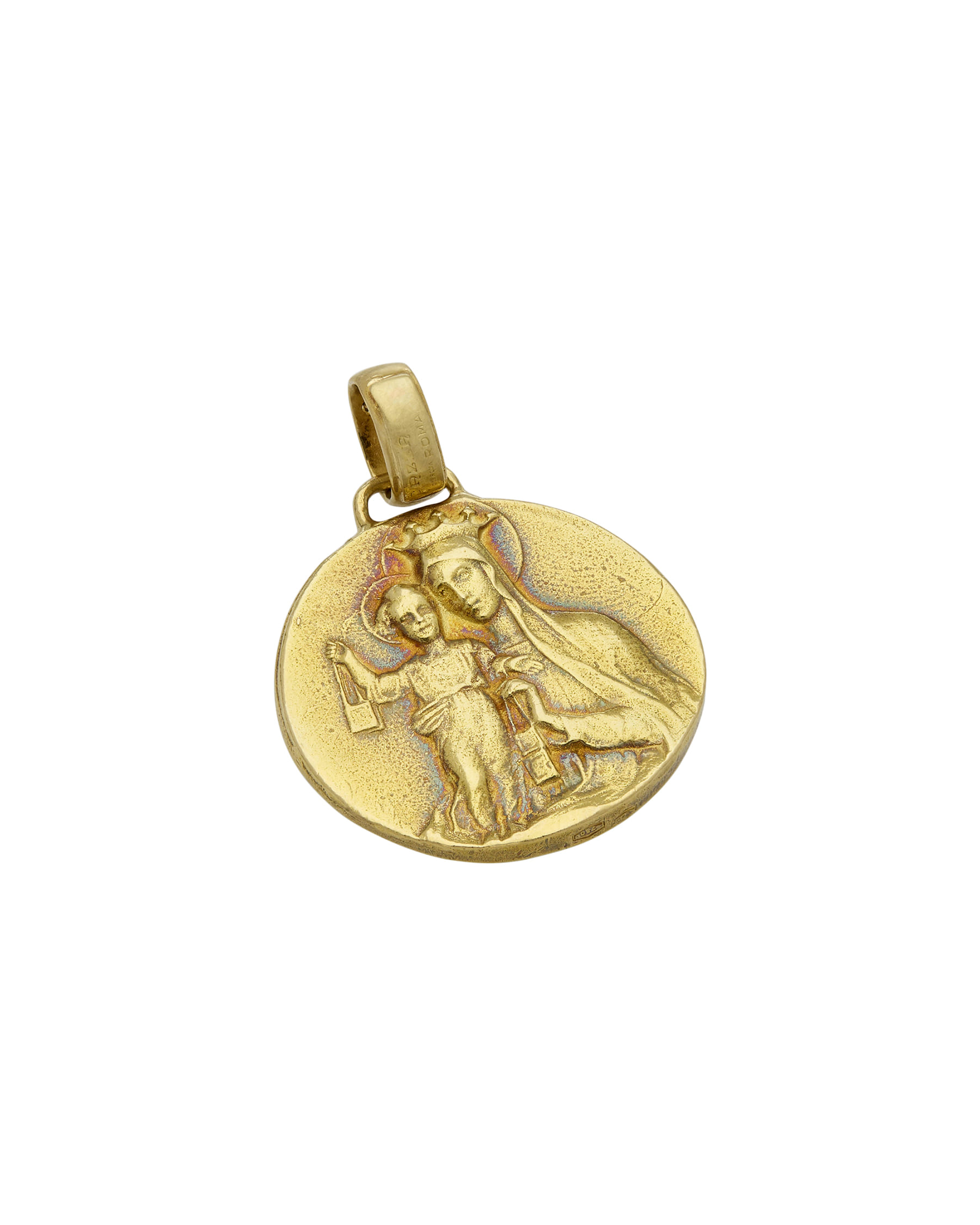Ciondolo cazzanica in oro giallo con cristo e madonna-2