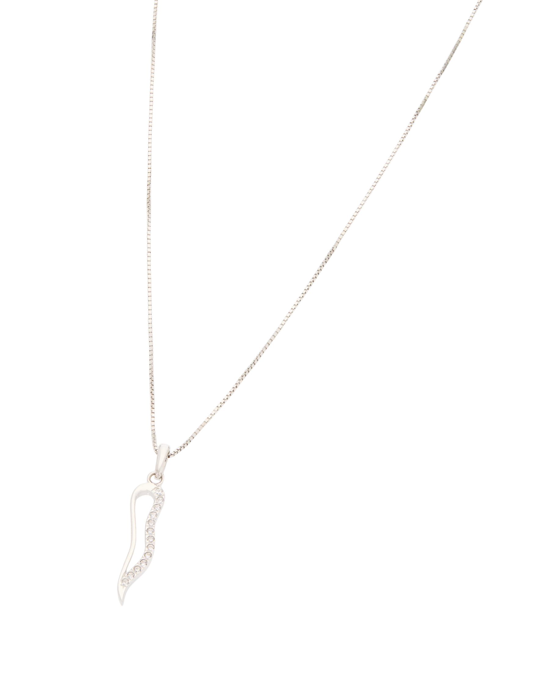 Catenina in oro bianco e ciondolo corno con cubic zirconia-1