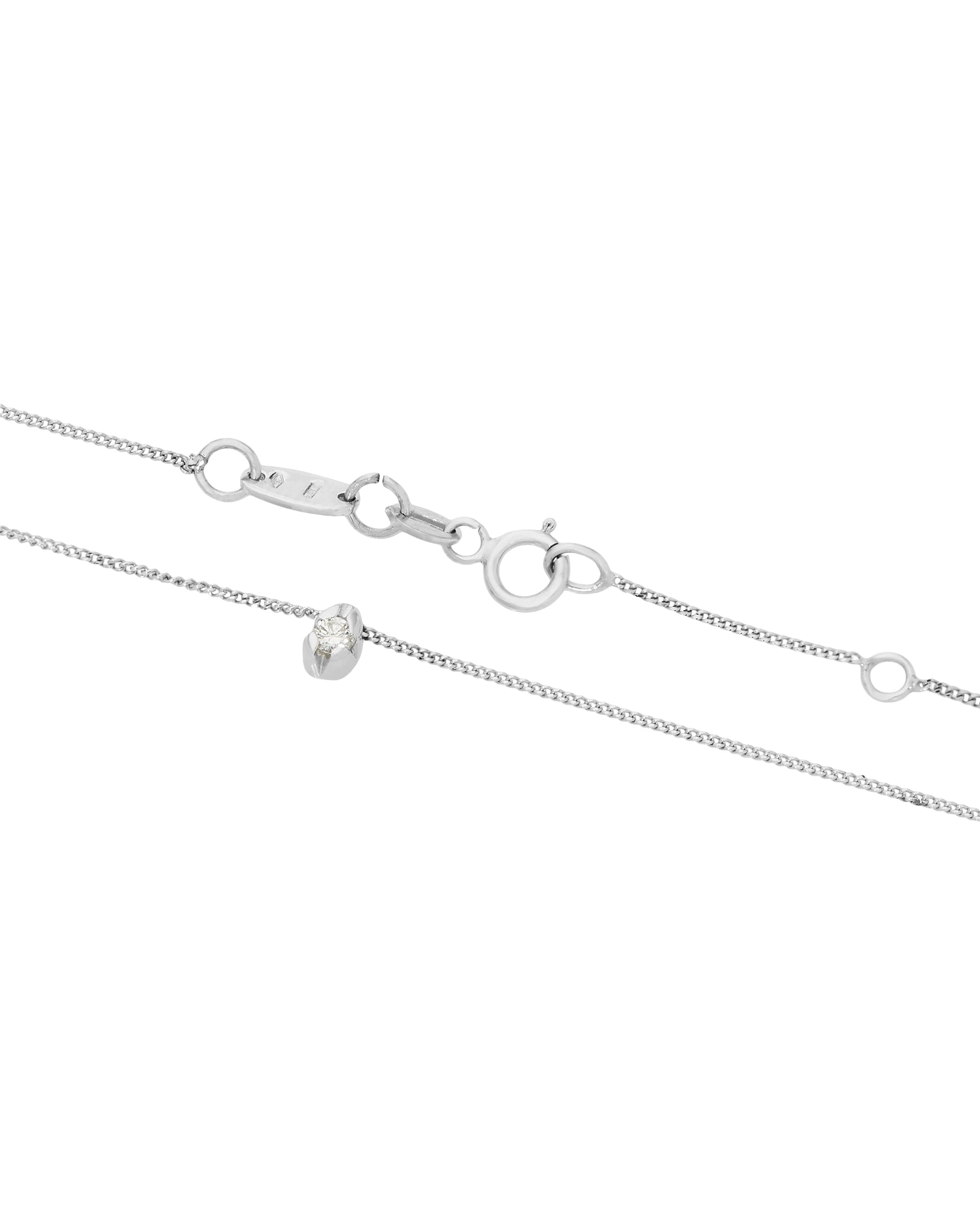 Catenina punto luce in oro bianco con castone a goccia e diamante round-2