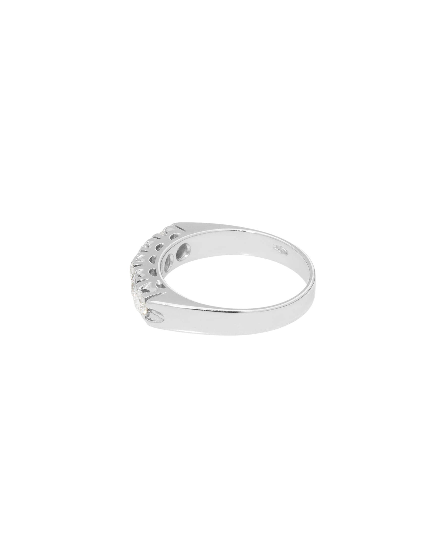 Anello veretta in oro bianco con 5 diamanti-2