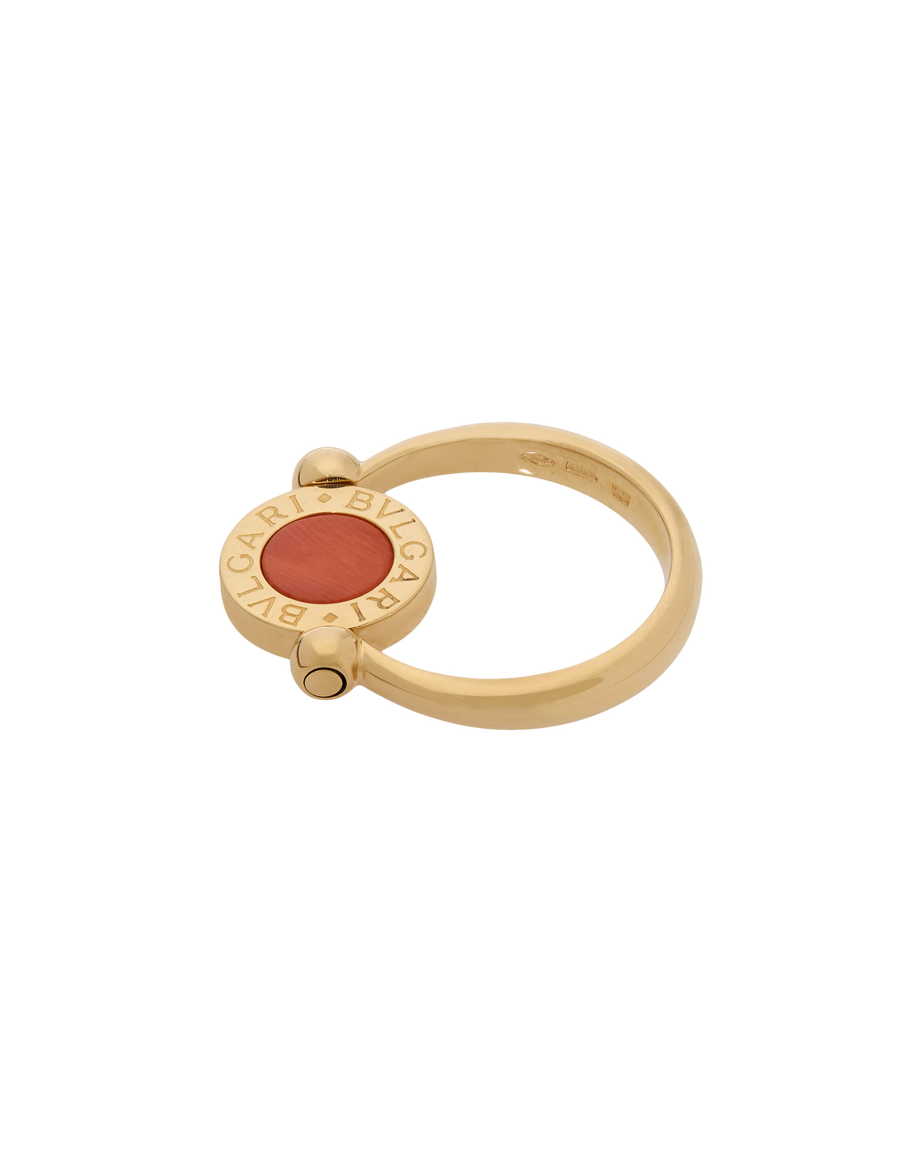 Anello bulgari bulgari in oro giallo con onice e corallo-4