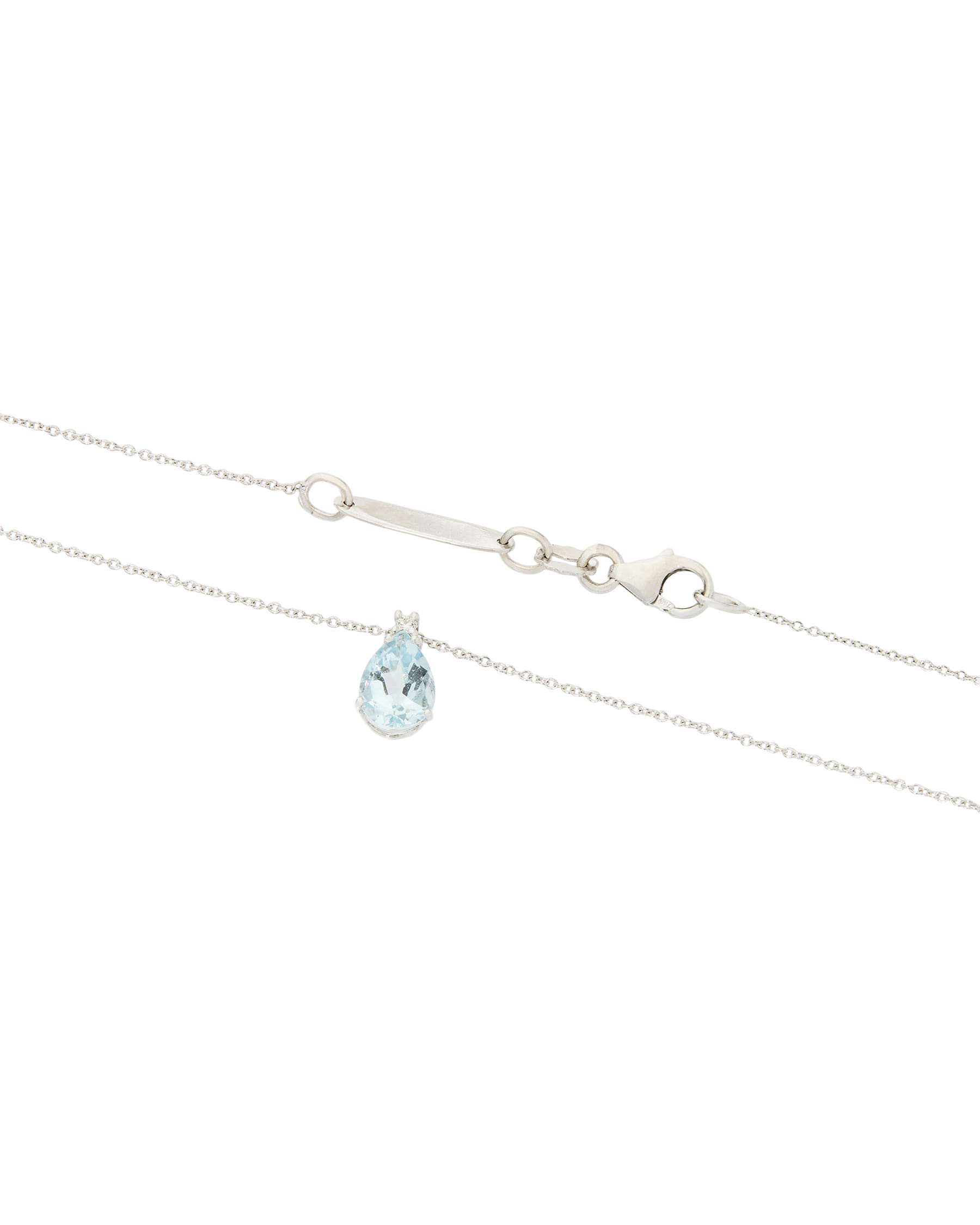 Catenina in oro bianco con ciondolo in acquamarina e diamante-2
