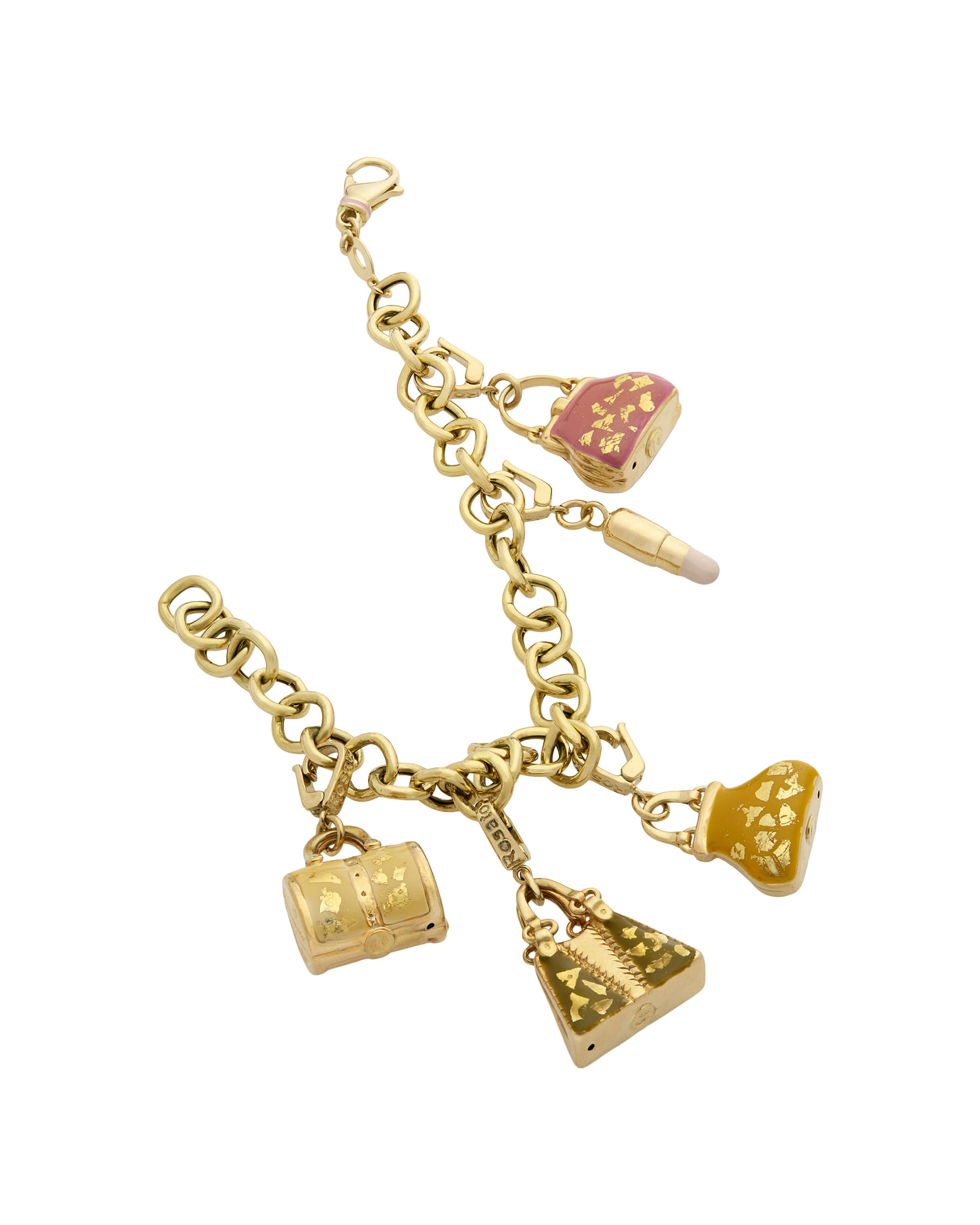 Bracciale rosato con charms in oro giallo-2