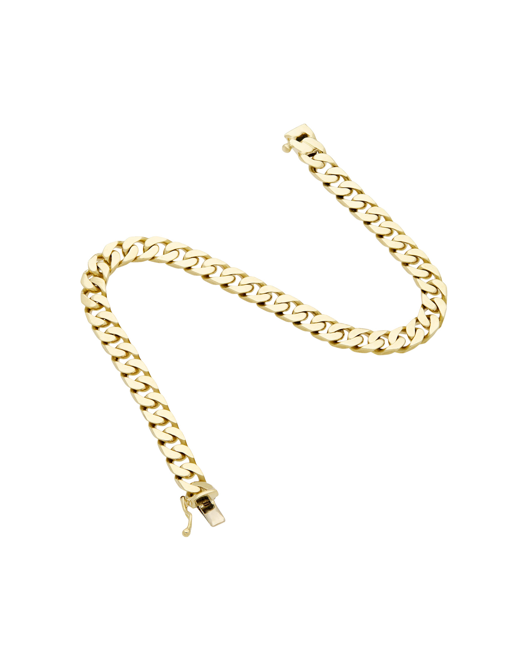 Bracciale in oro giallo con maglia groumette piatta-2