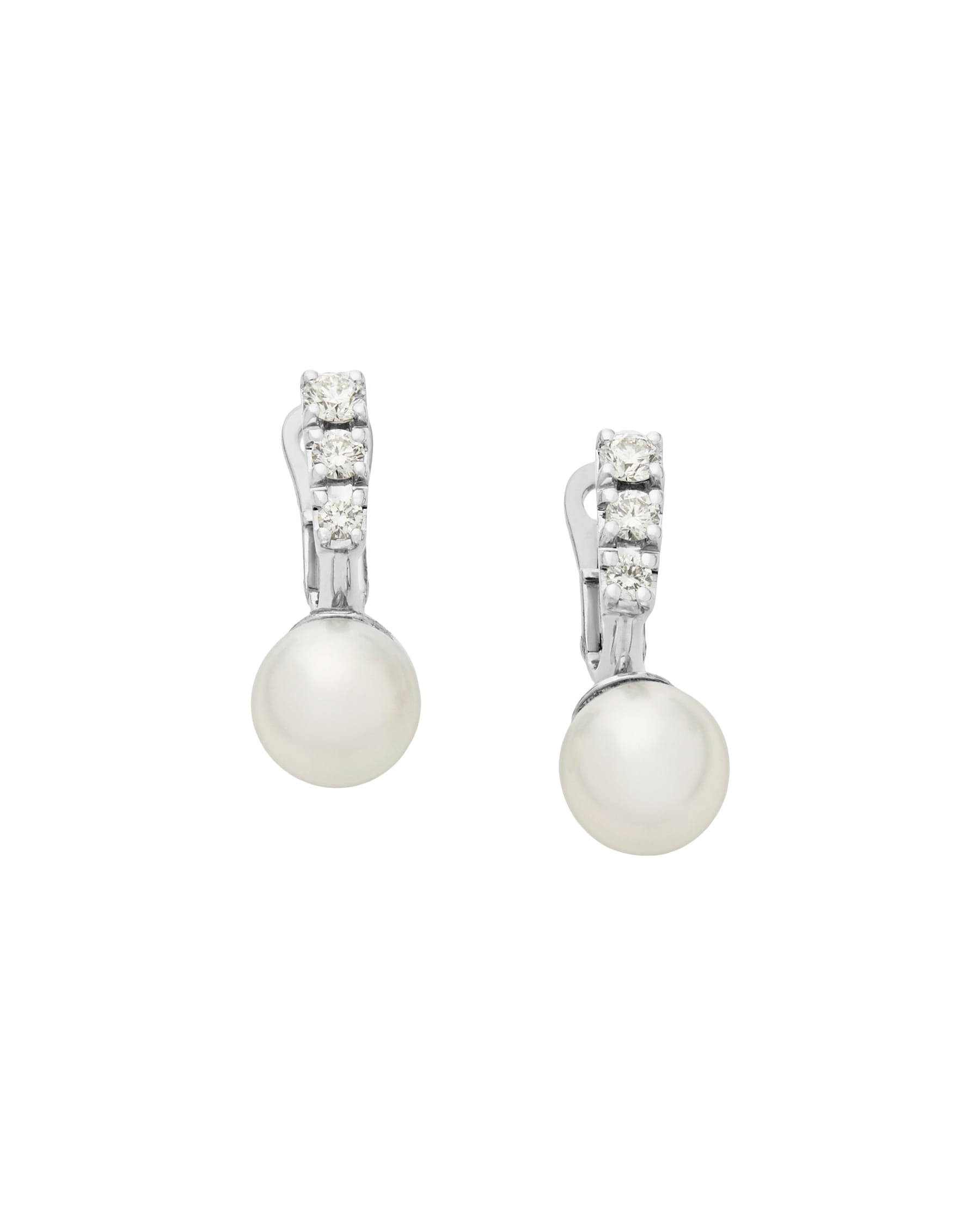 Orecchini salvini in oro bianco con diamanti e perle-1