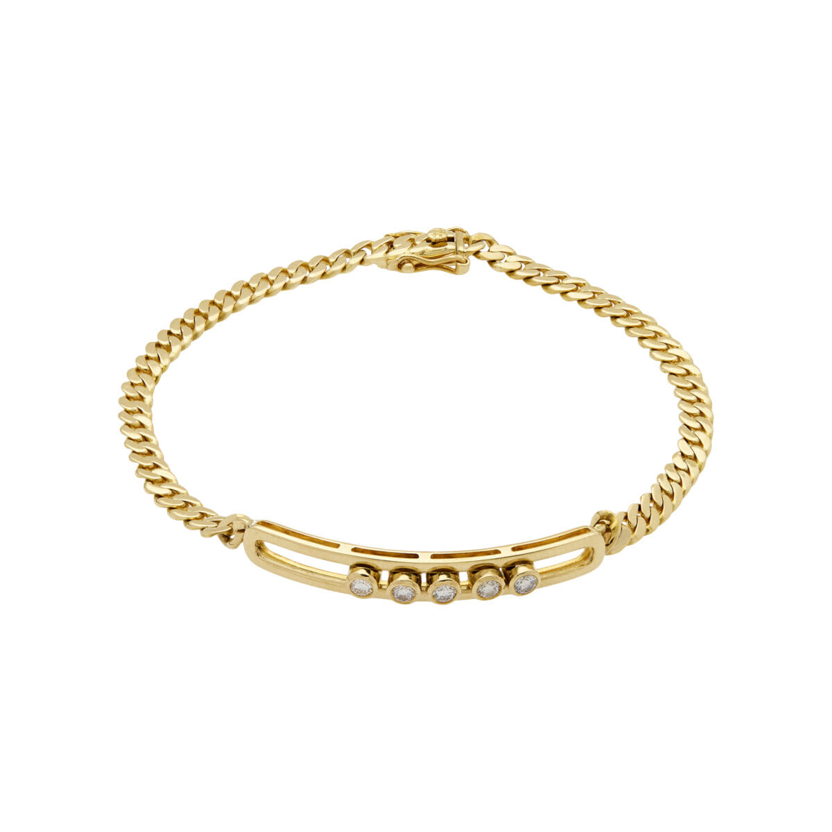 Bracciale groumette in oro giallo con diamanti mobili-1