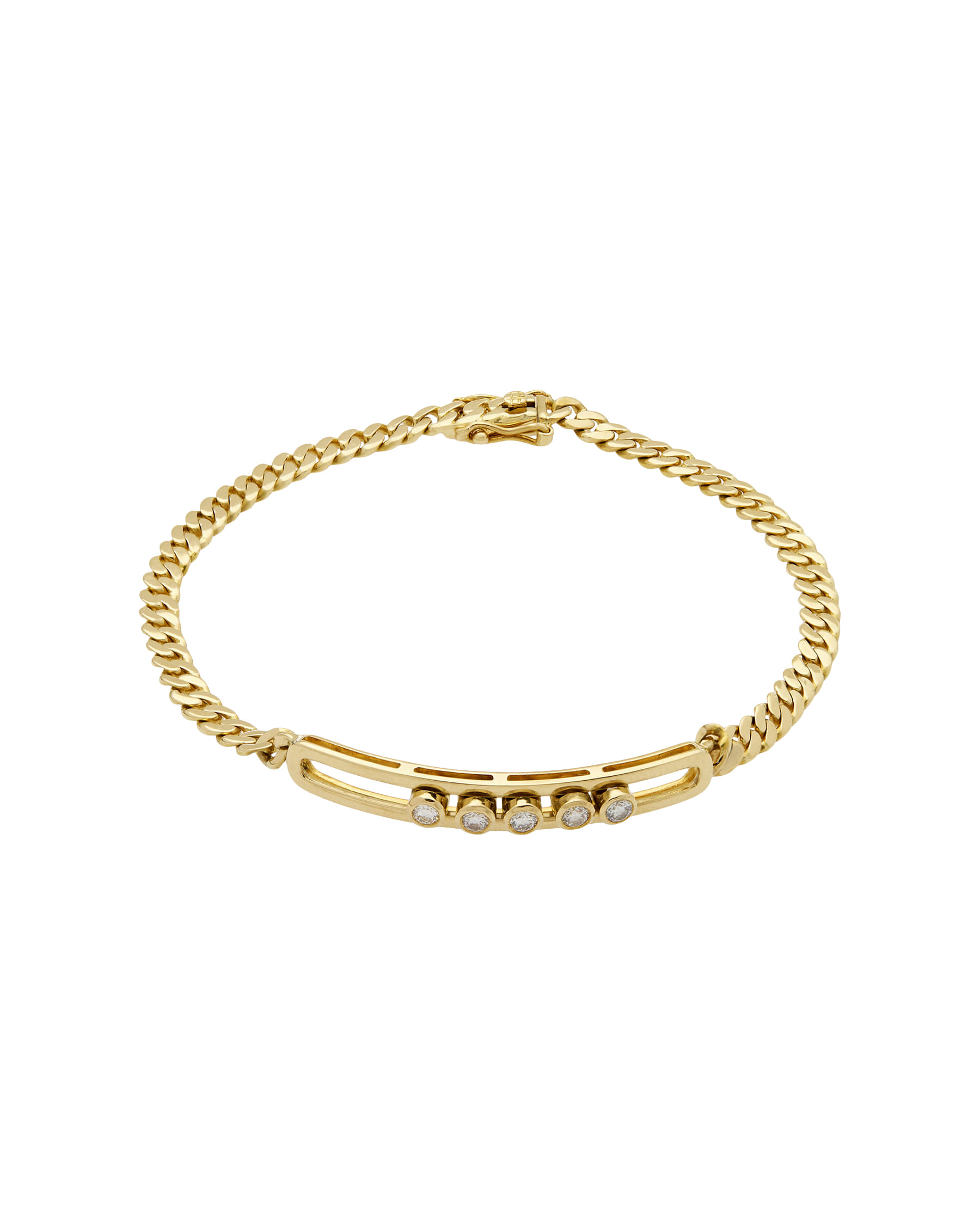 Bracciale groumette in oro giallo con diamanti mobili-1