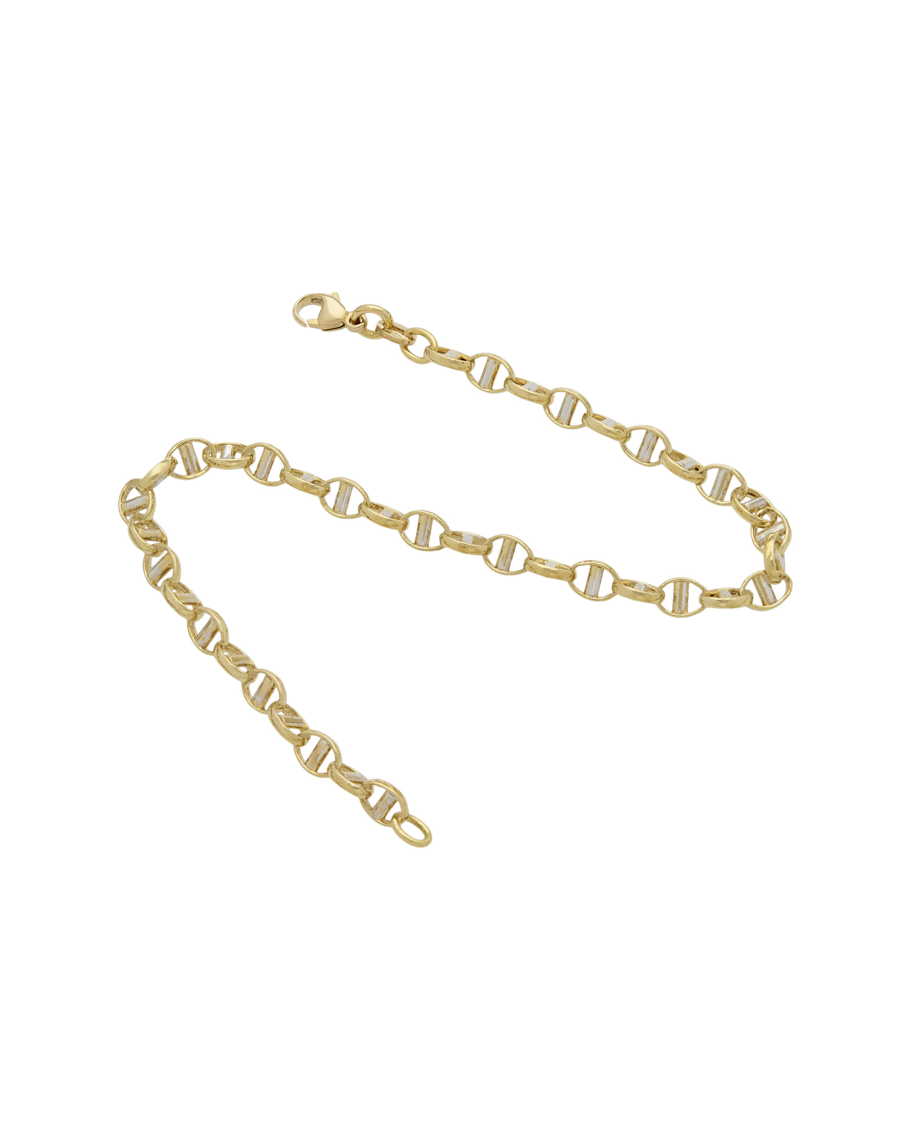 Bracciale maglia marina in oro giallo e bianco-2