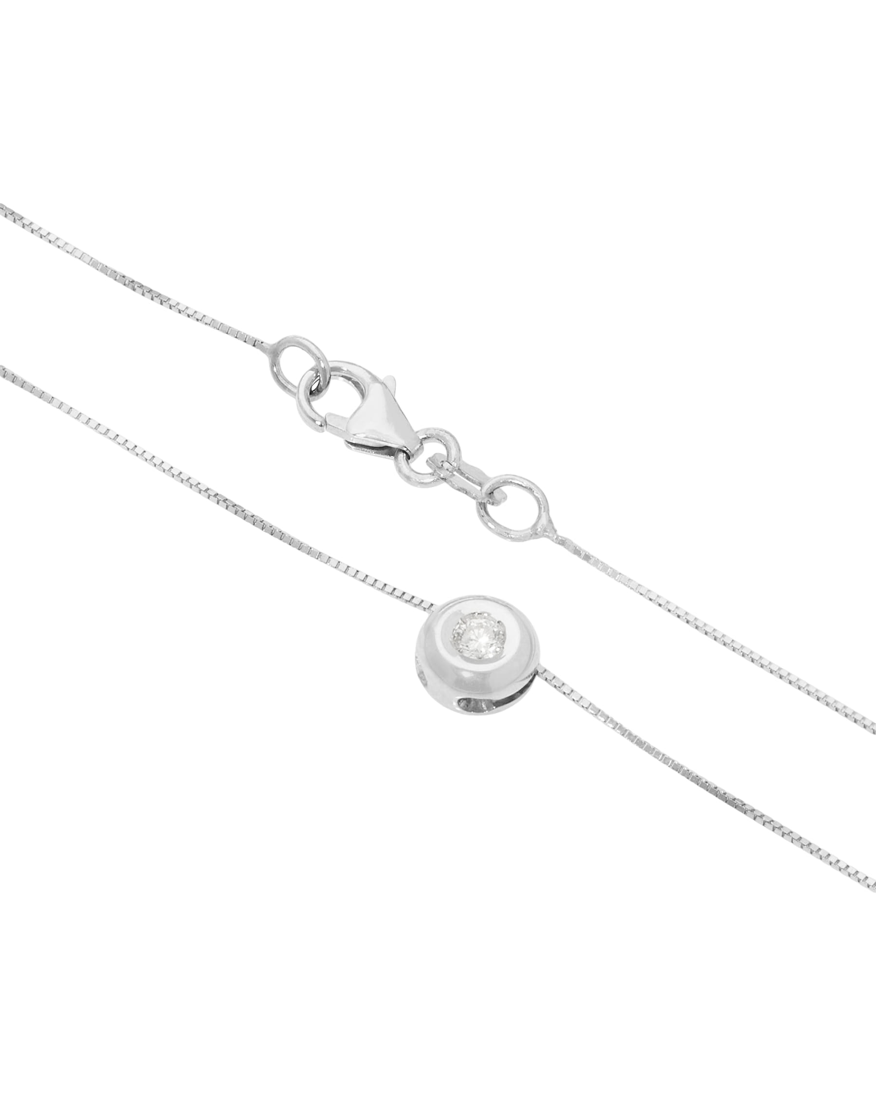 Catenina punto luce cipollino in oro bianco con diamante 0,06 ct-2