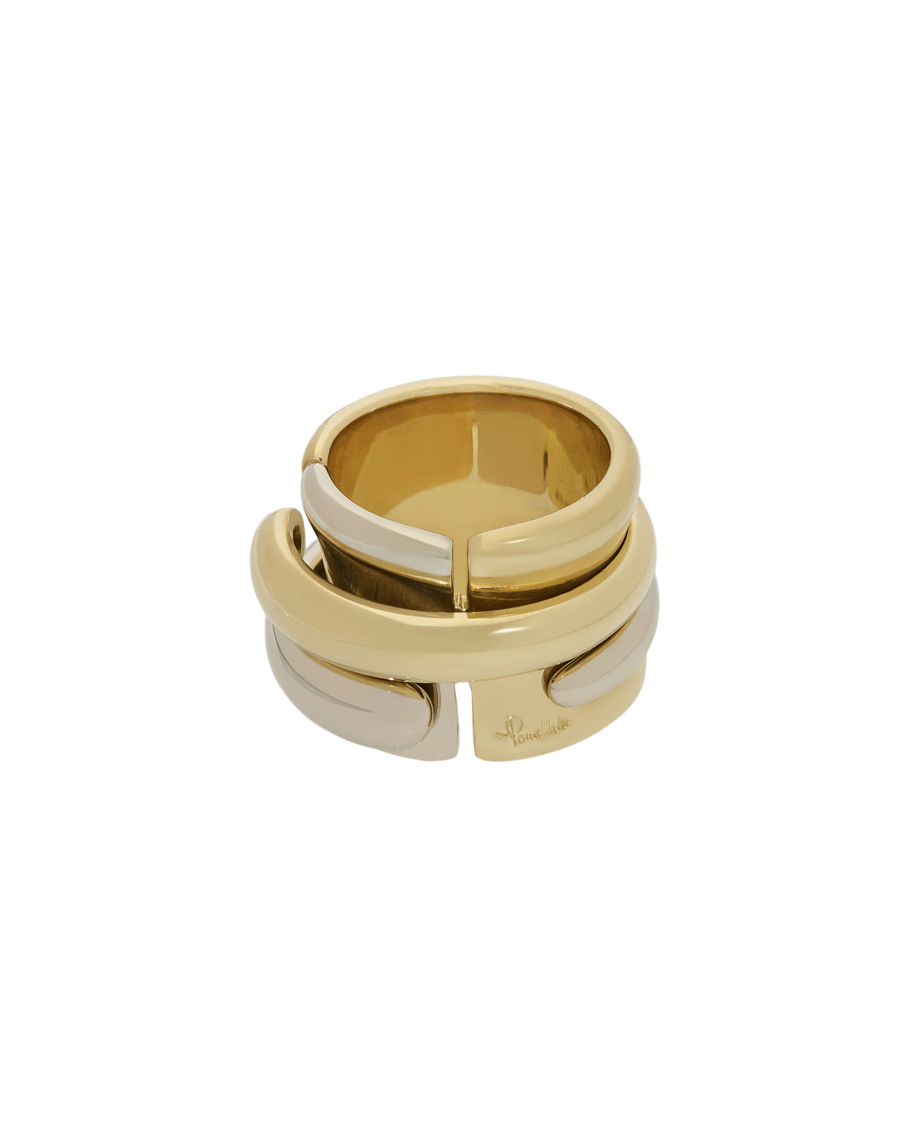 Anello pomellato tubolare in oro bianco e giallo-1