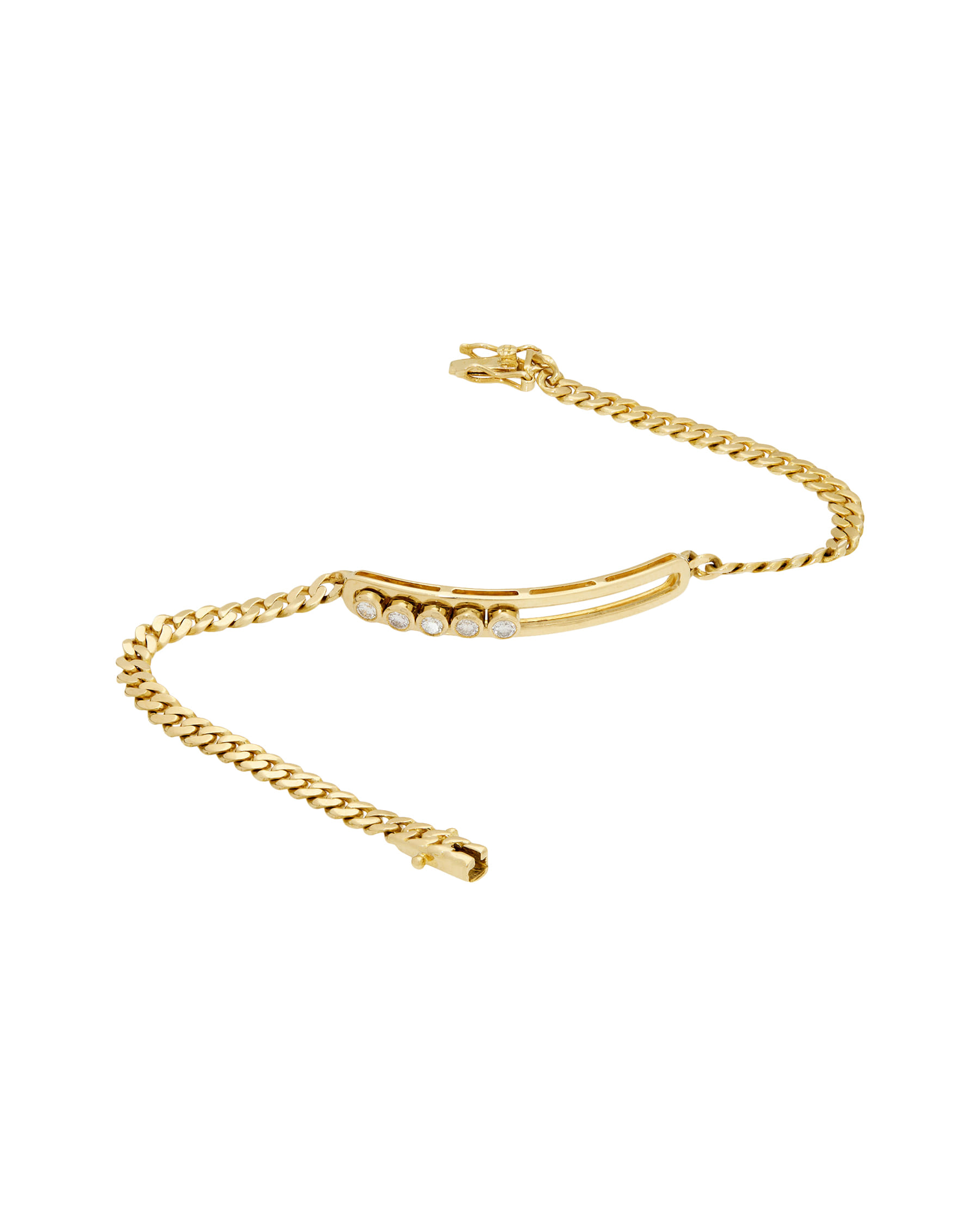 Bracciale groumette in oro giallo con diamanti mobili-2