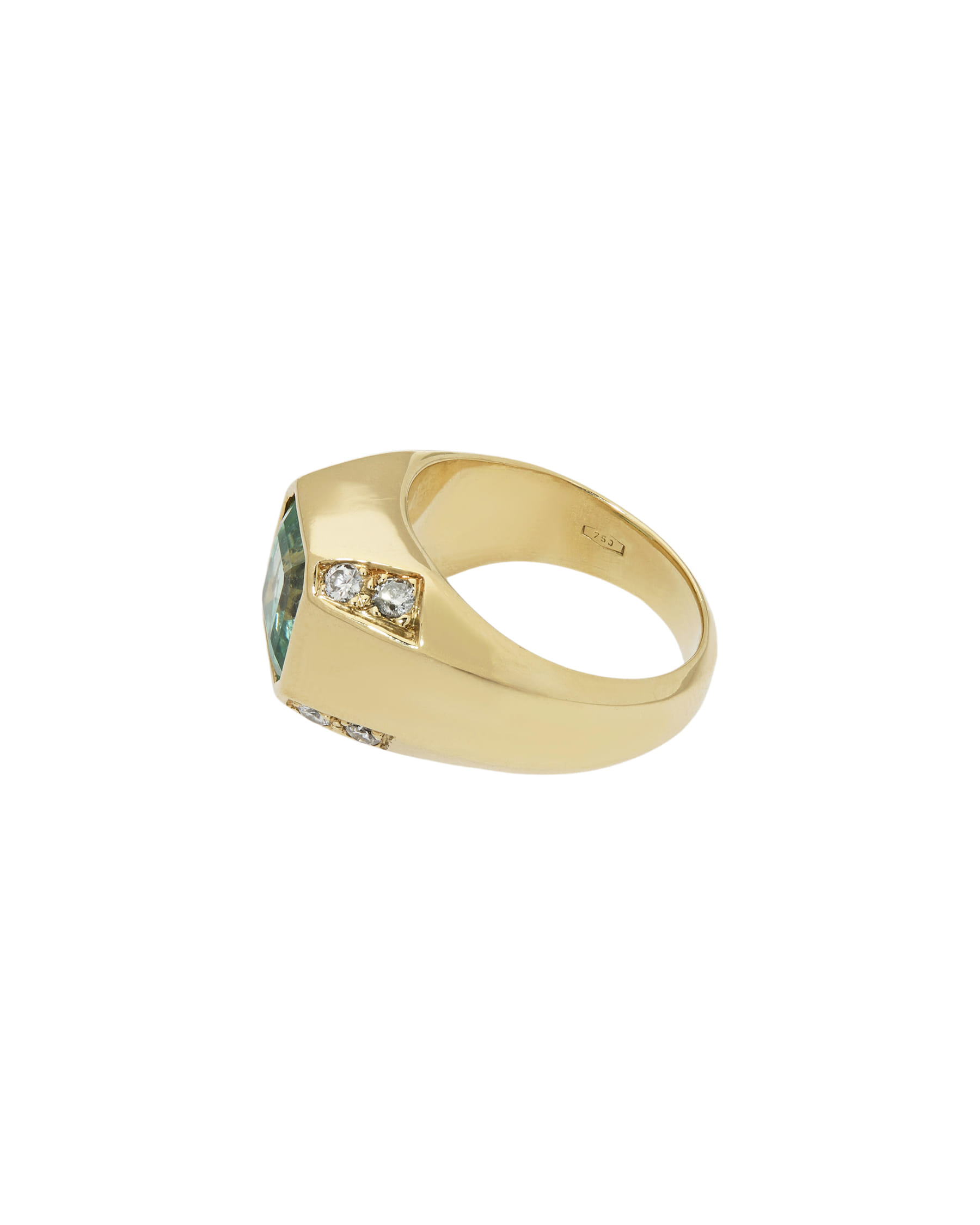 Anello sigillo in oro giallo con smeraldo e diamanti-2