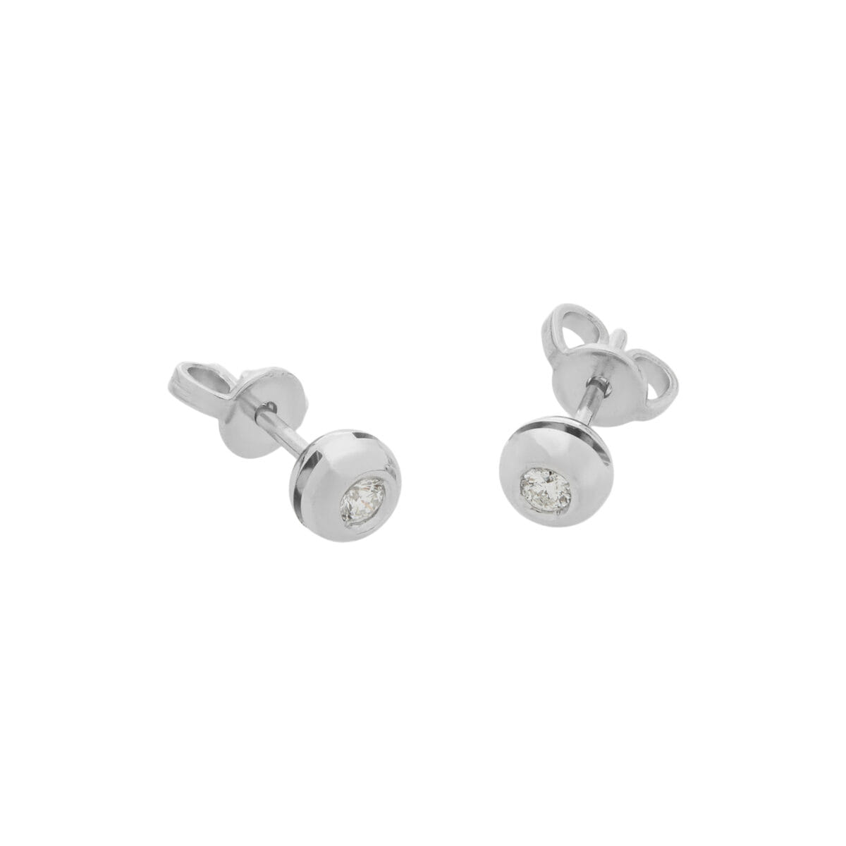 Orecchini punto luce cipollino in oro bianco con diamanti 0,14 ct-1