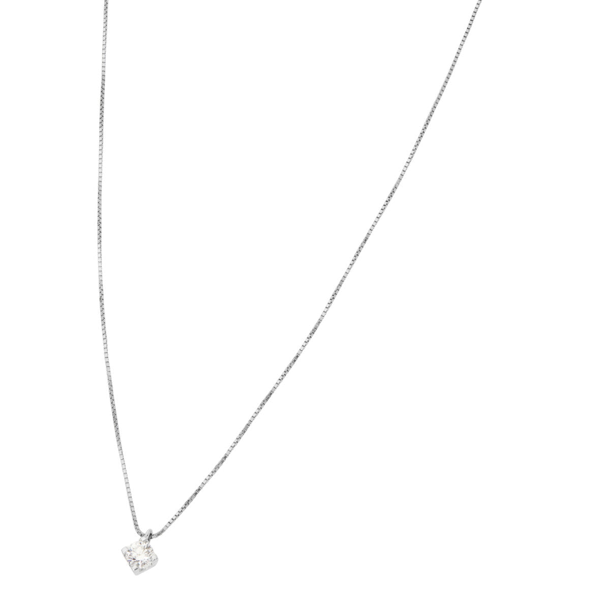 Catenina punto luce in oro bianco con diamante 0,18 ct-1