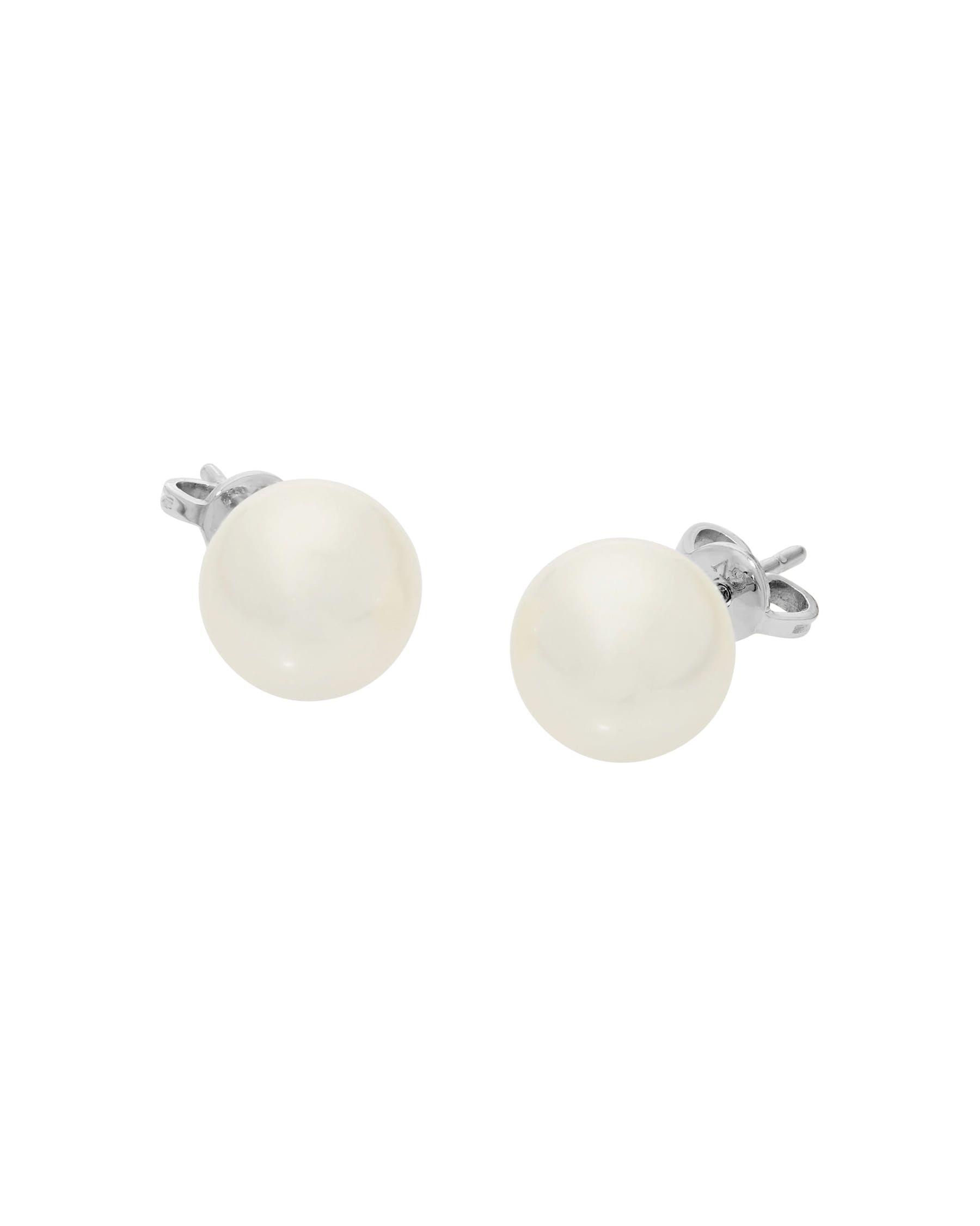Orecchini a lobo in oro bianco con perle 10 mm-1