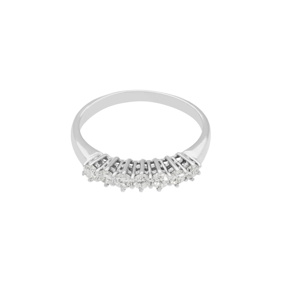 Anello veretta in oro bianco con 7 diamanti 0,35 ct-1