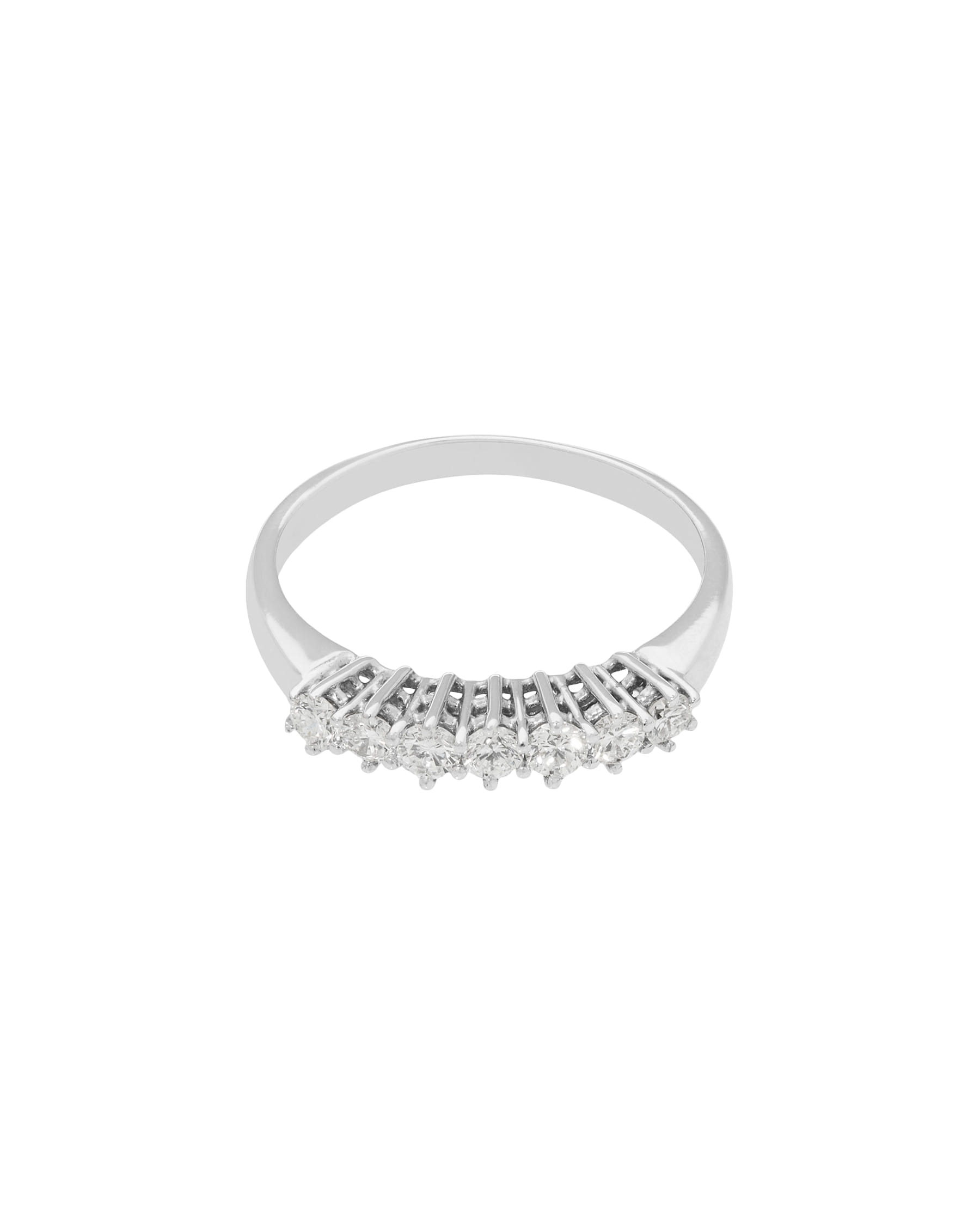 Anello veretta in oro bianco con 7 diamanti 0,35 ct-1