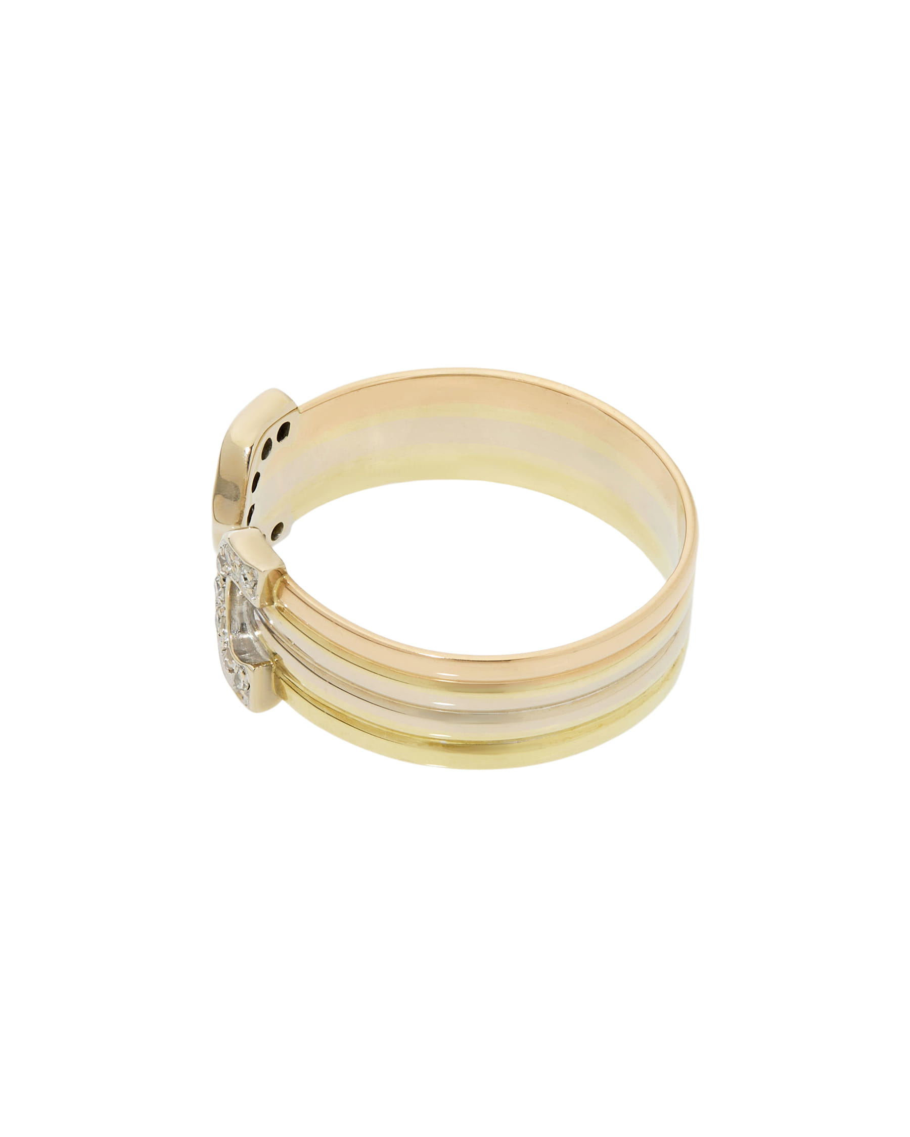 Anello fascia doppia c 3 ori con diamanti-2