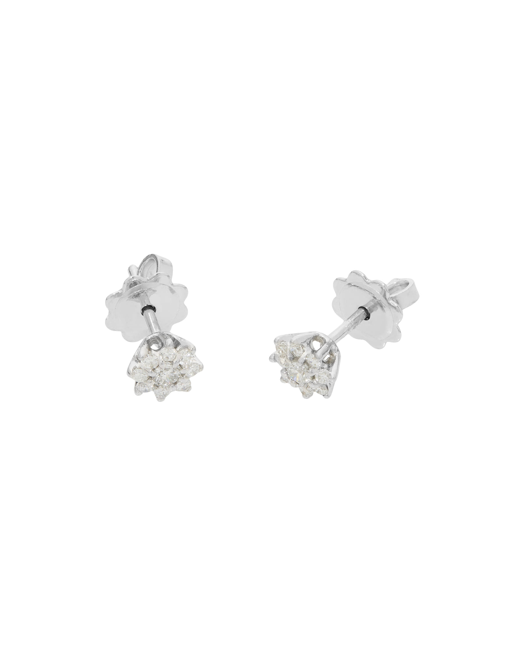 Orecchini punto luce fiore in oro bianco con diamanti-1