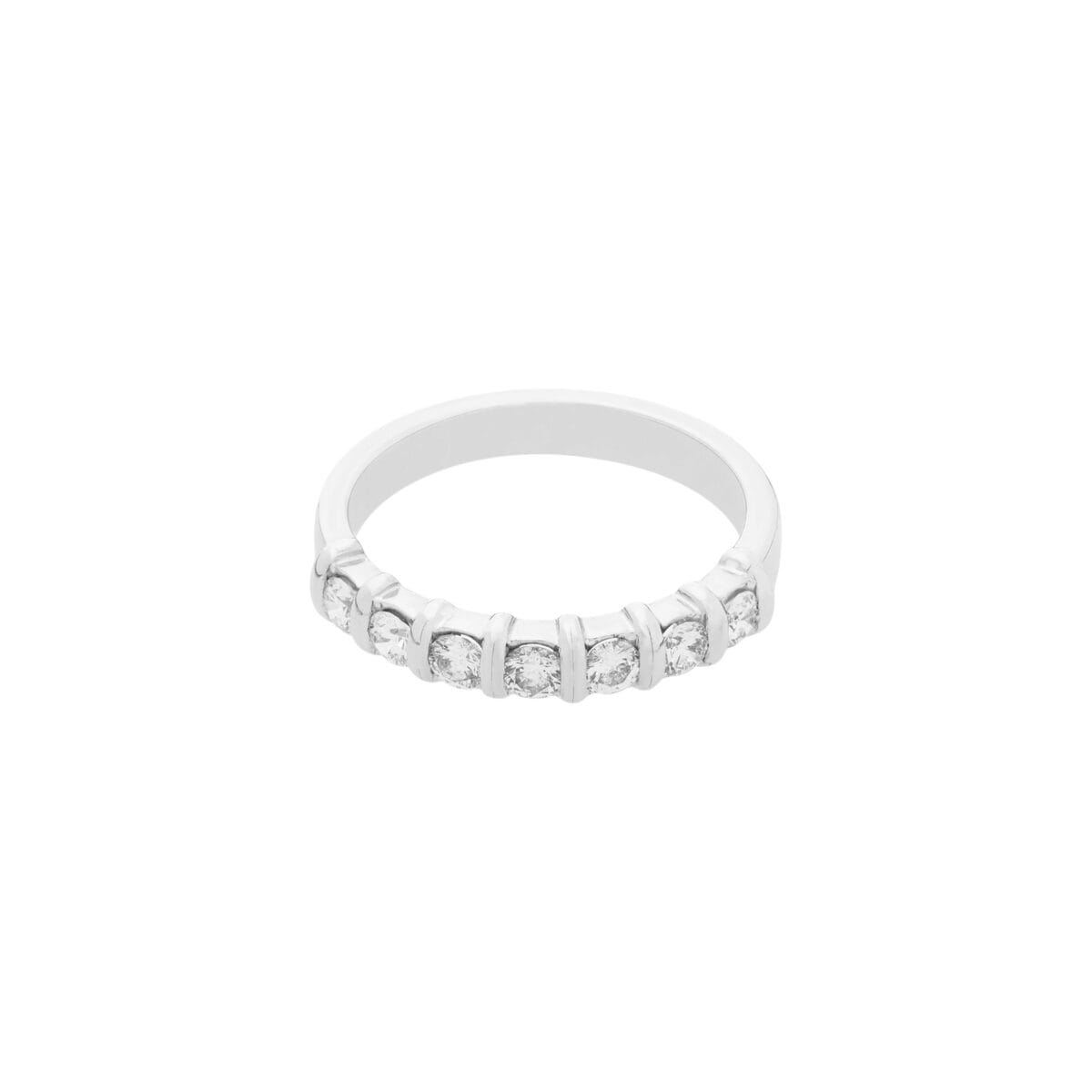 Anello veretta in oro bianco con 7 diamanti 0,50 ct-1