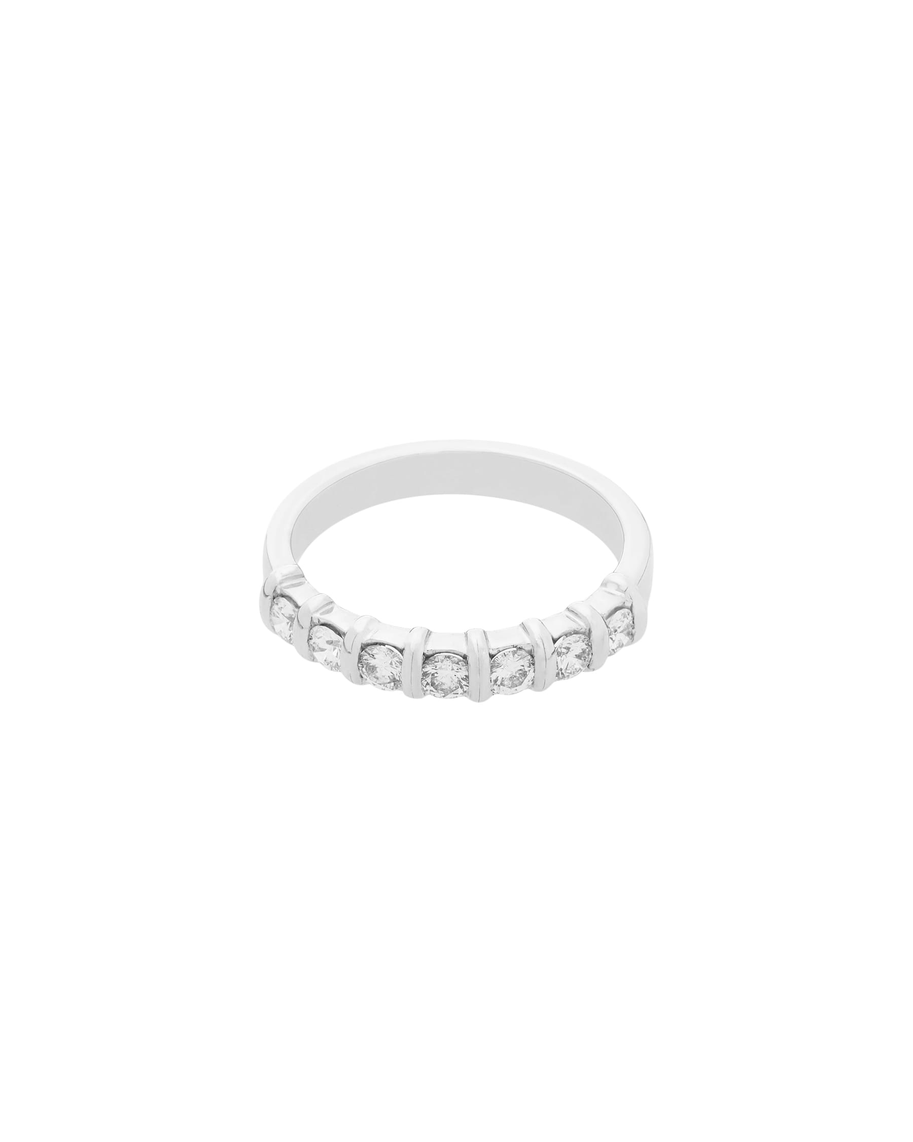 Anello veretta in oro bianco con 7 diamanti 0,50 ct-1