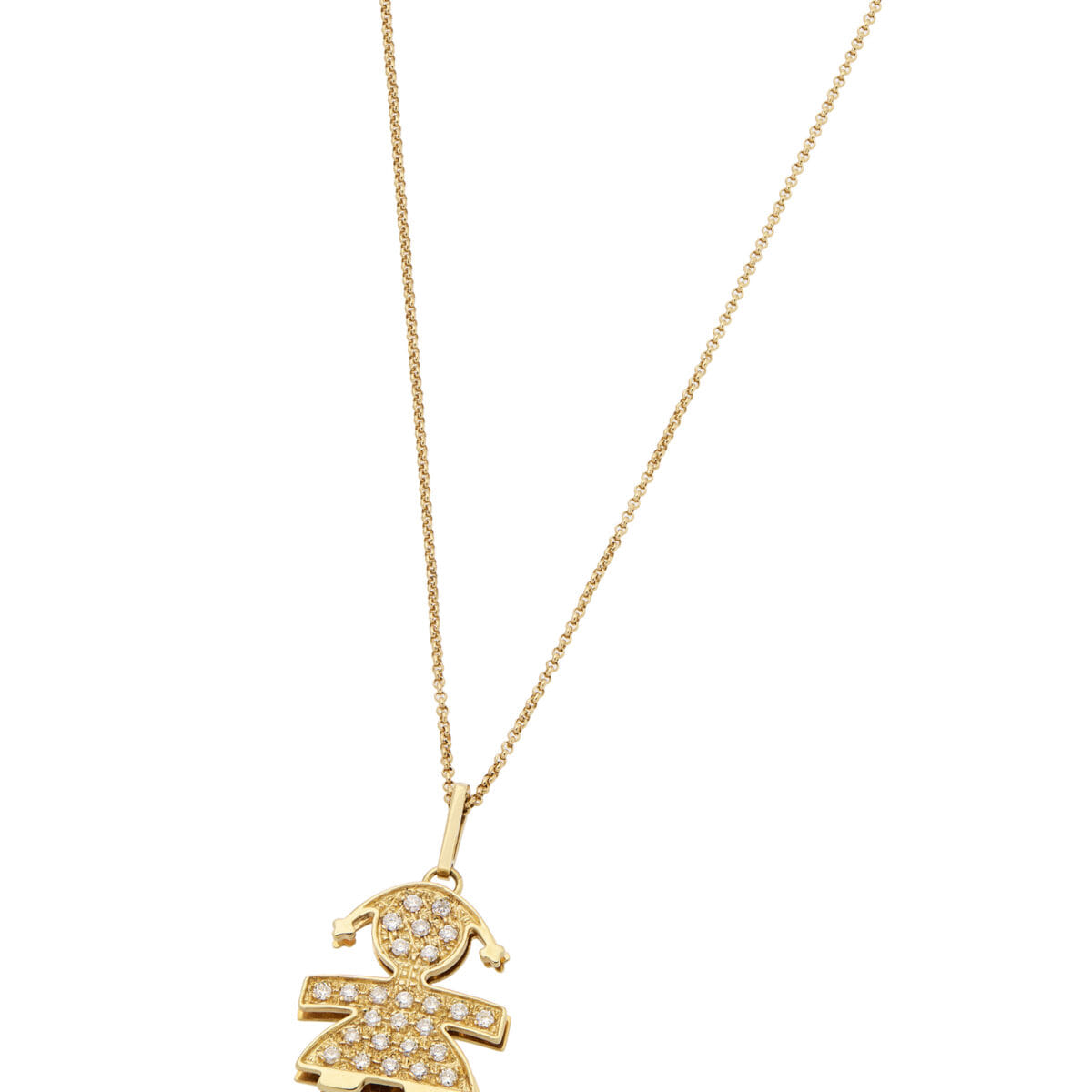 Catenina in oro giallo e ciondolo bimba con diamanti-1