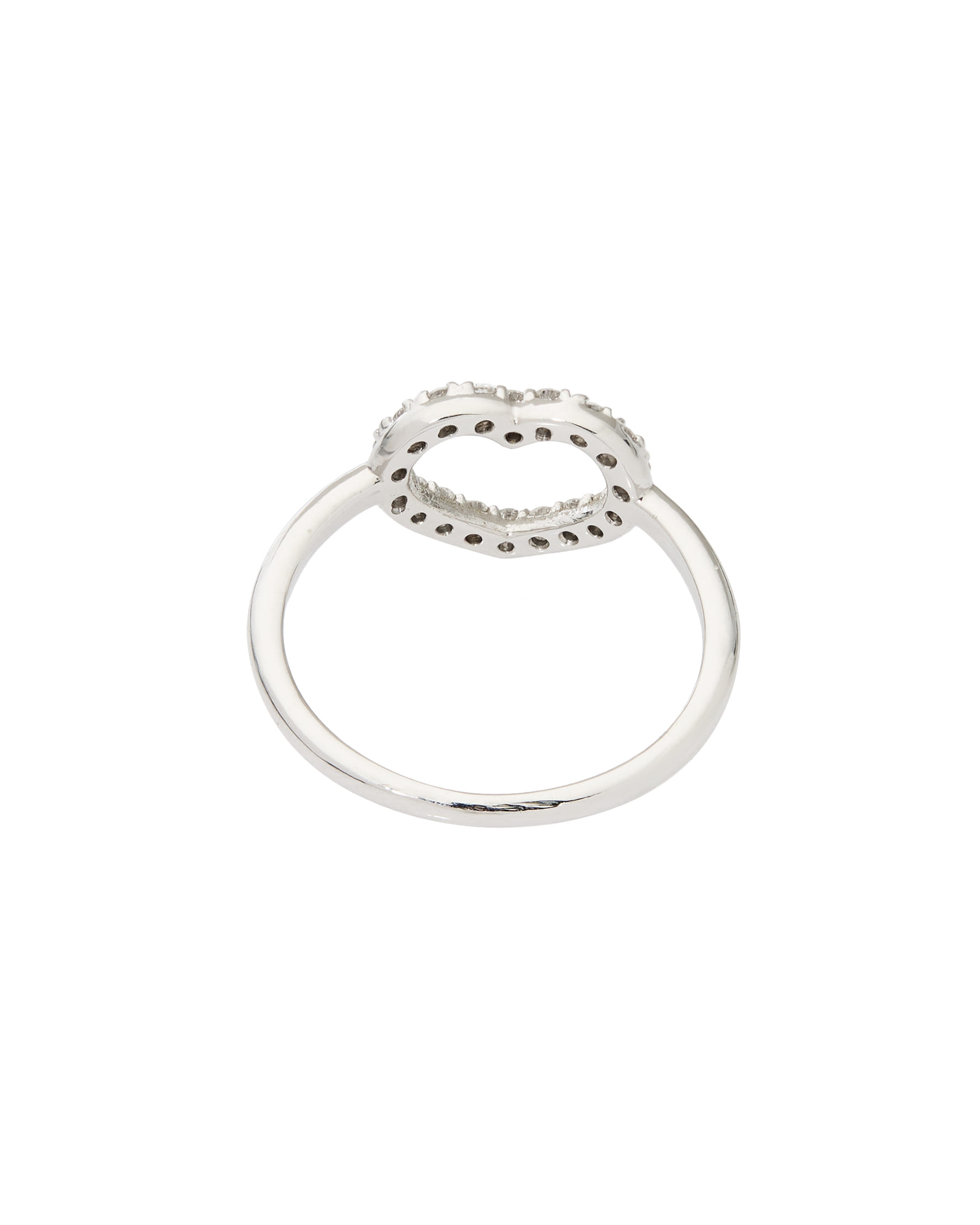 Anello leo pizzo in oro bianco con cuore di diamanti-3