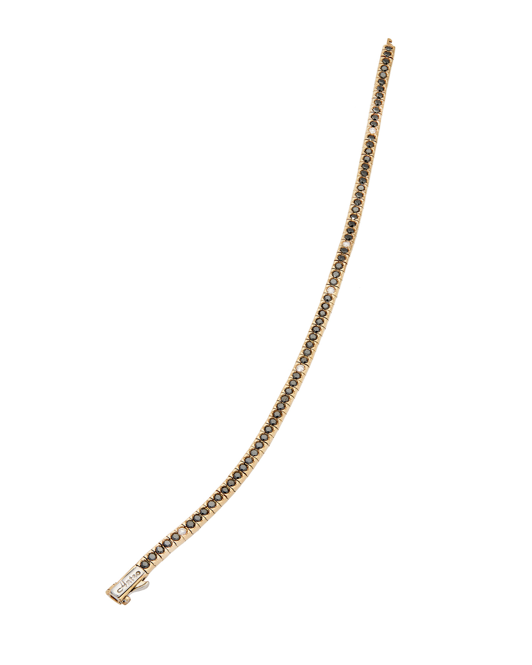 Bracciale tennis in oro rosa con diamanti neri e bianchi-2