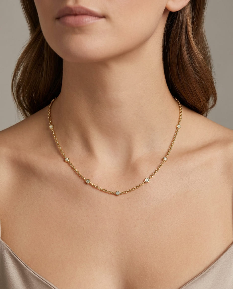 Collana in oro giallo con punti luce-3