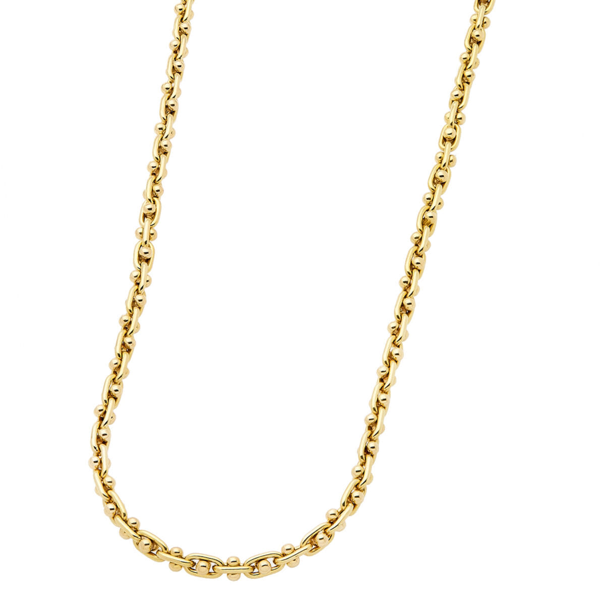 Collana maglia catena ovale con sfere in oro giallo-1