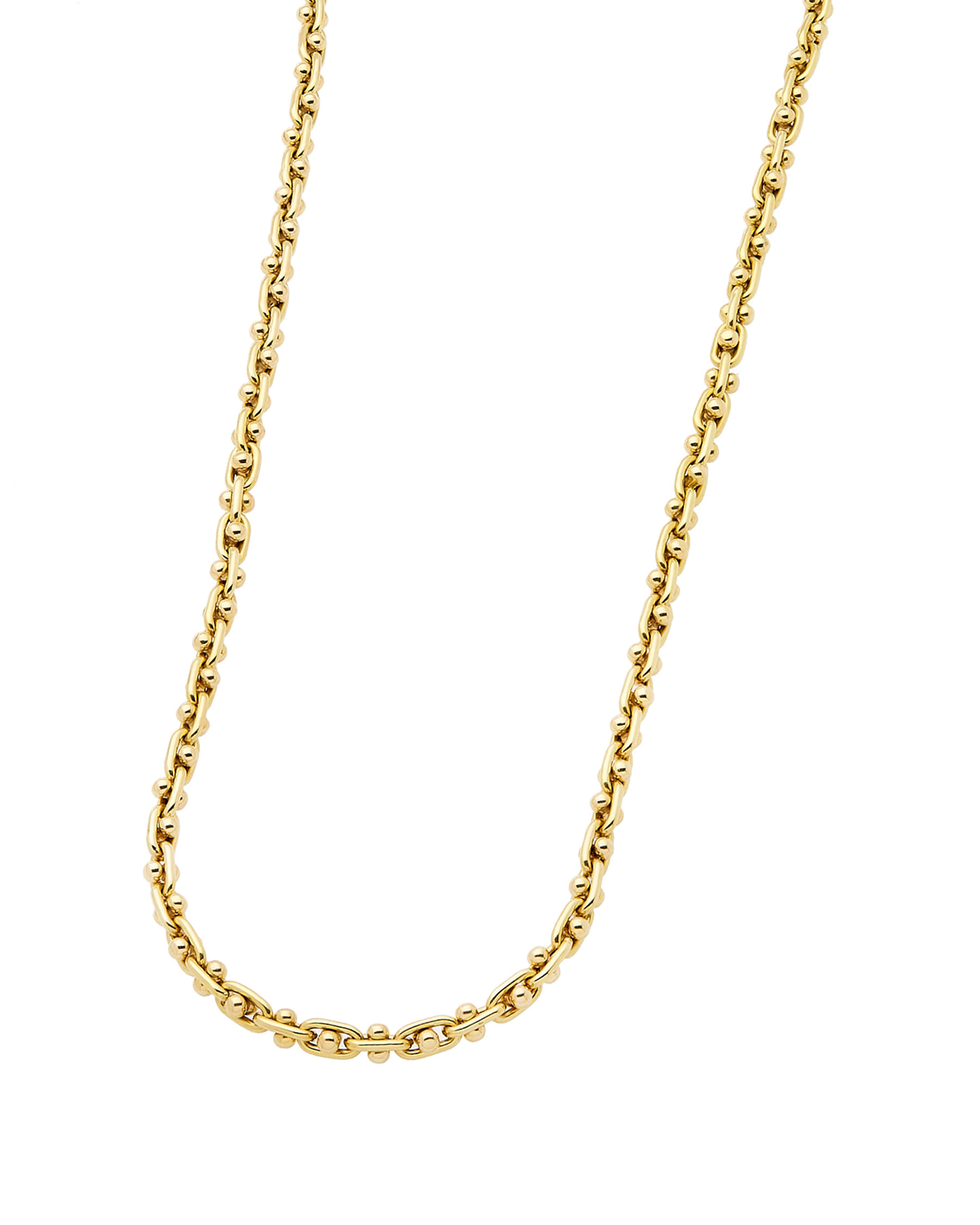 Collana maglia catena ovale con sfere in oro giallo-1