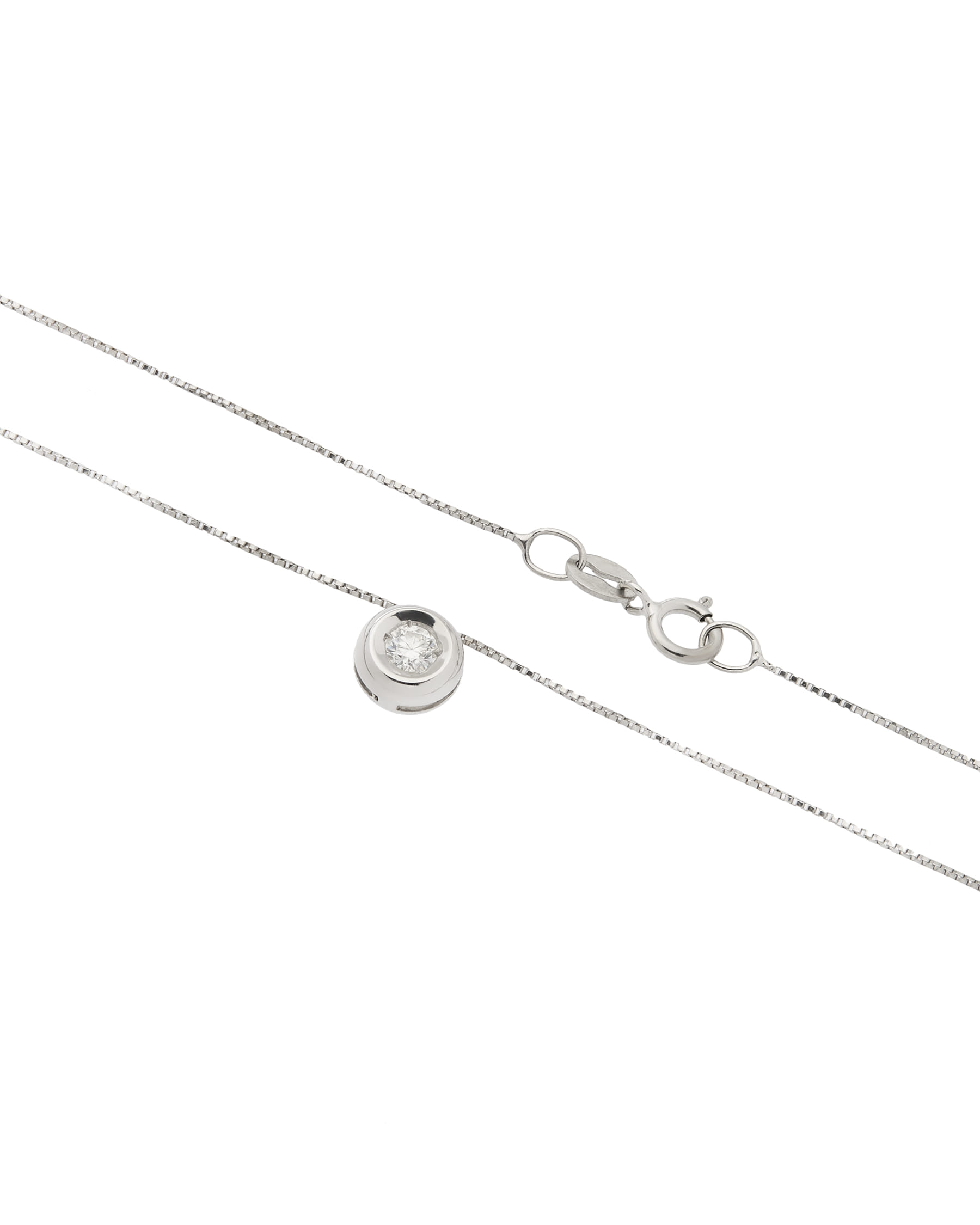 Catenina punto luce cipollino in oro bianco con diamante 0,10 ct-2