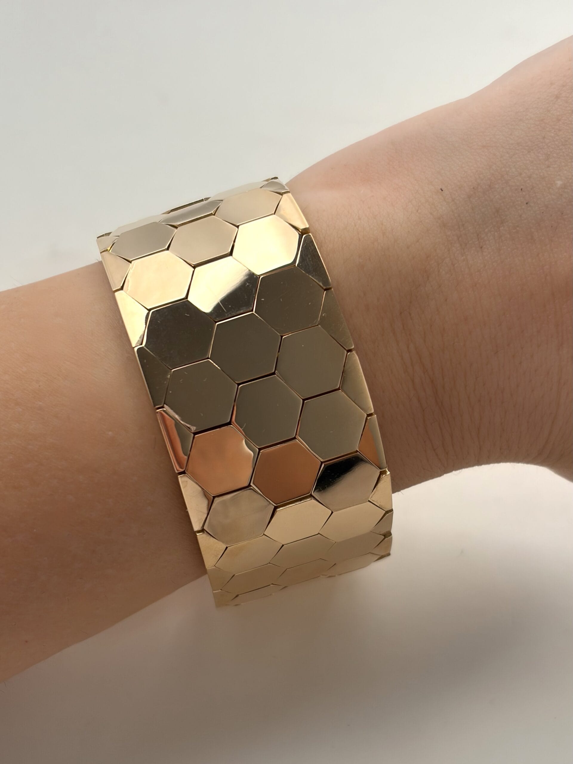 Bracciale biffi in oro giallo a nido d'ape-3