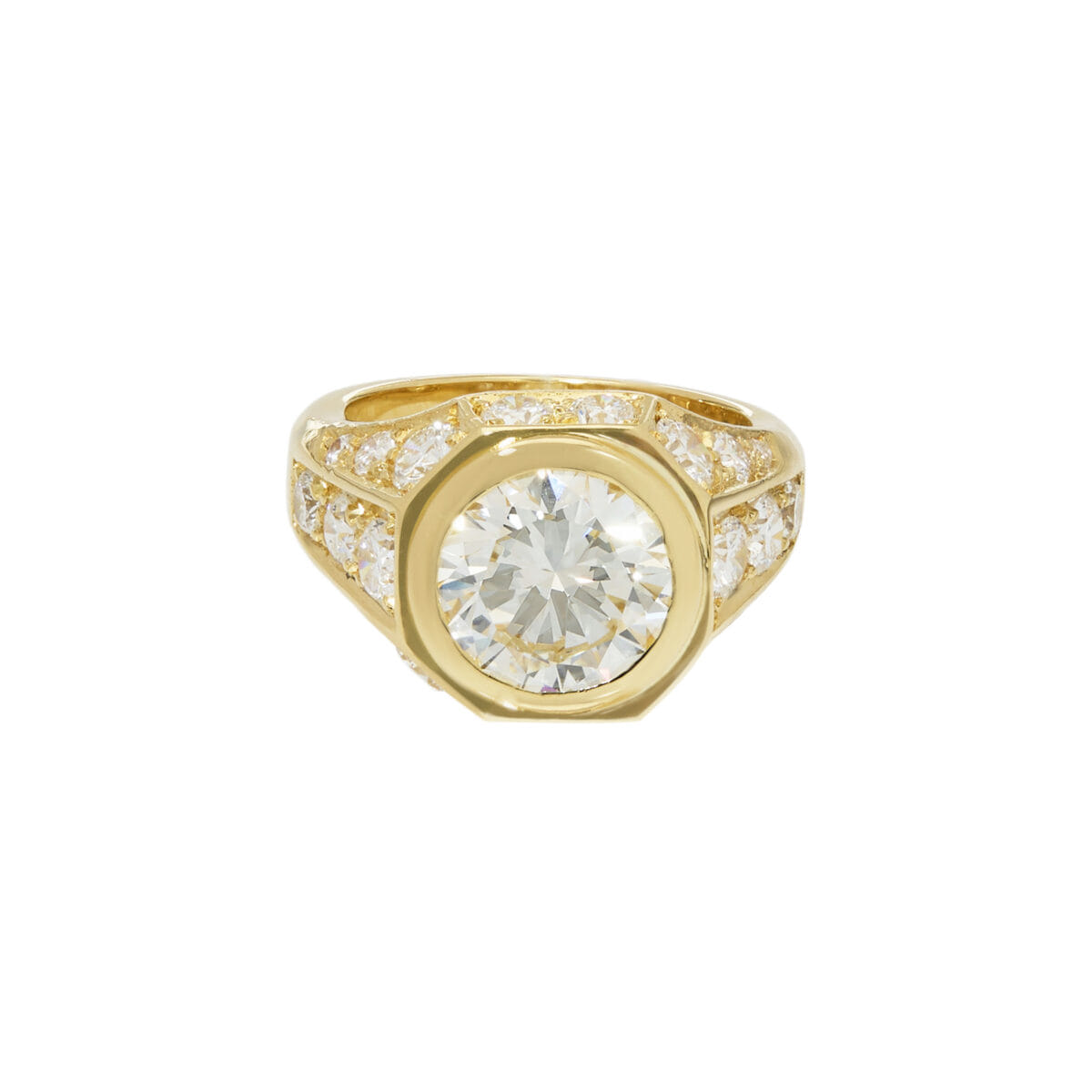 Anello sigillo in oro giallo con diamanti-1