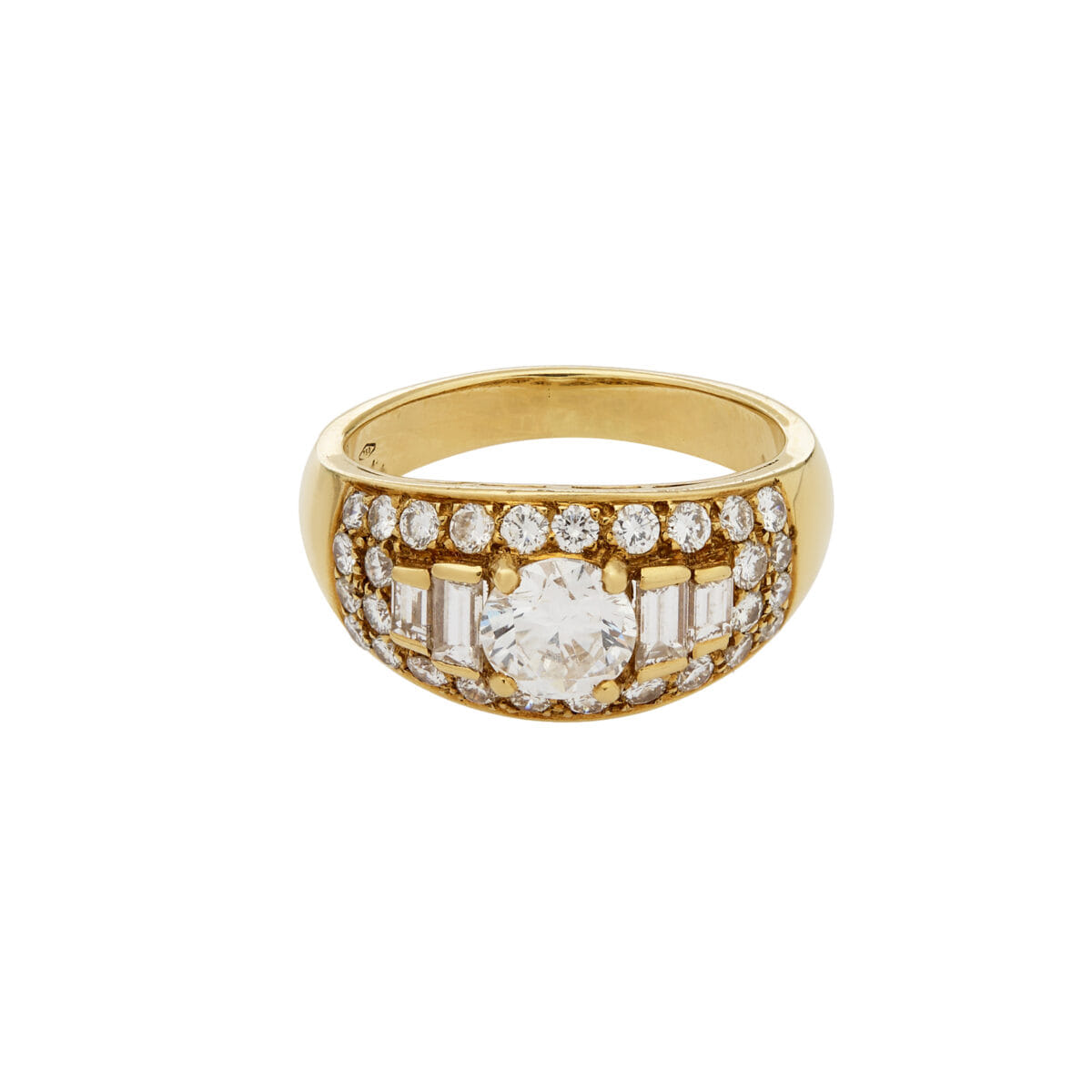 Anello trombino bulgari in oro giallo con diamanti-1