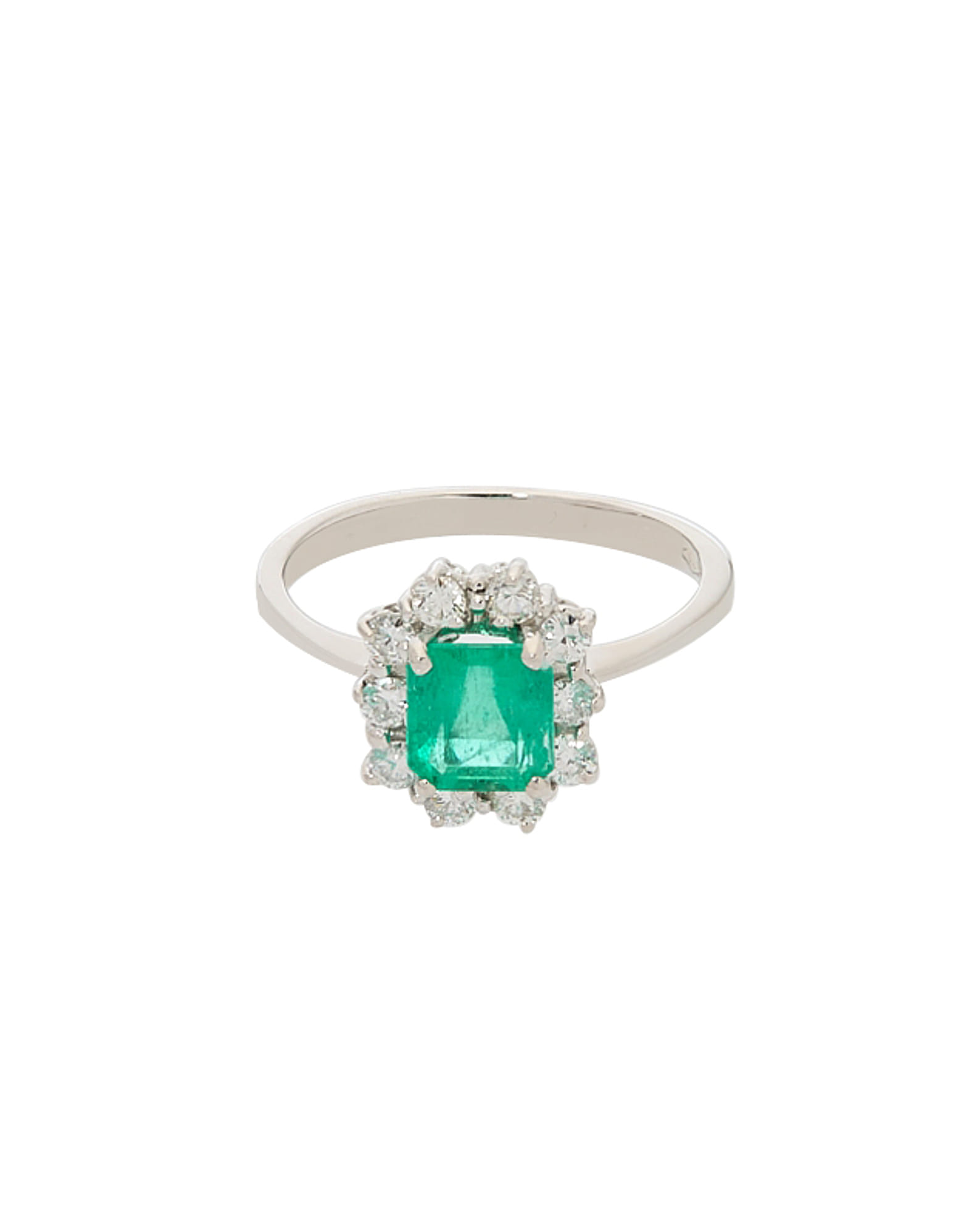 Anello in oro bianco con smeraldo 0,90 ct e diamanti-1