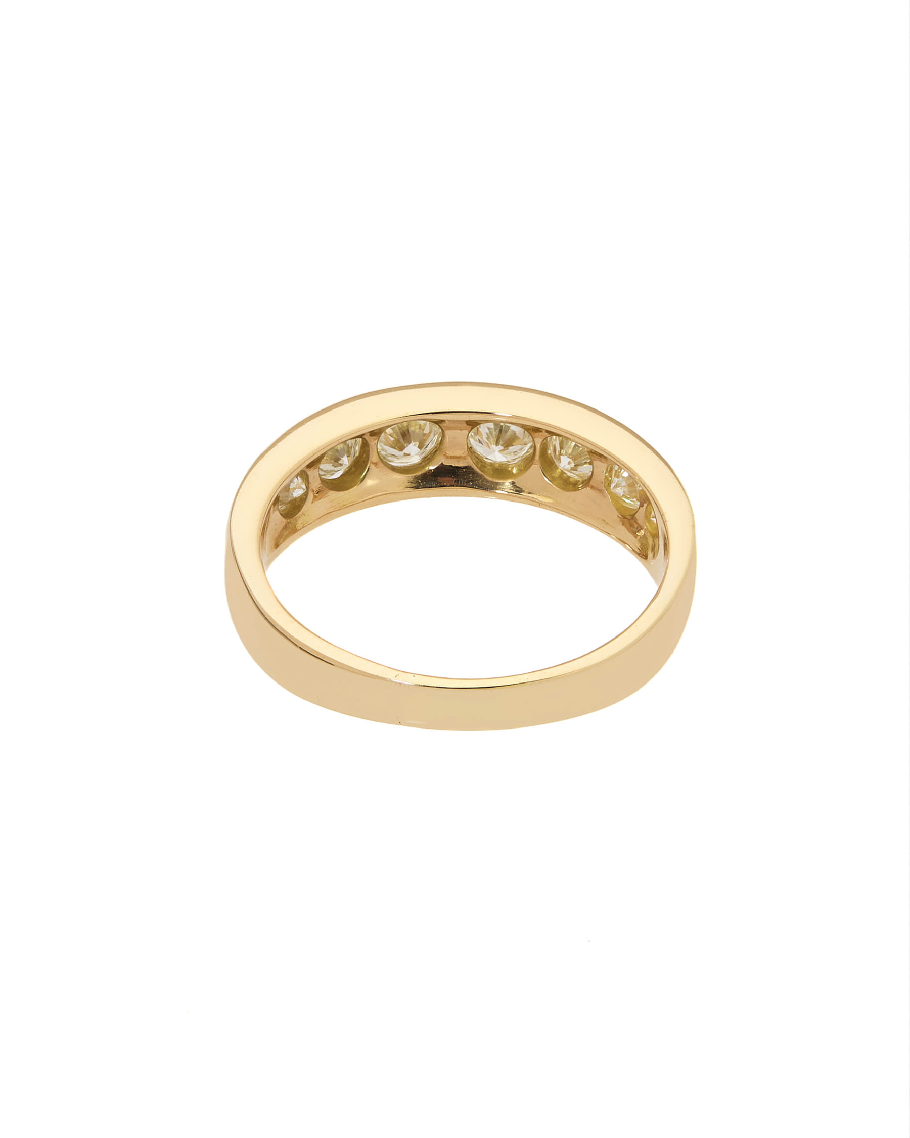 Anello veretta in oro giallo con 8 diamanti-3