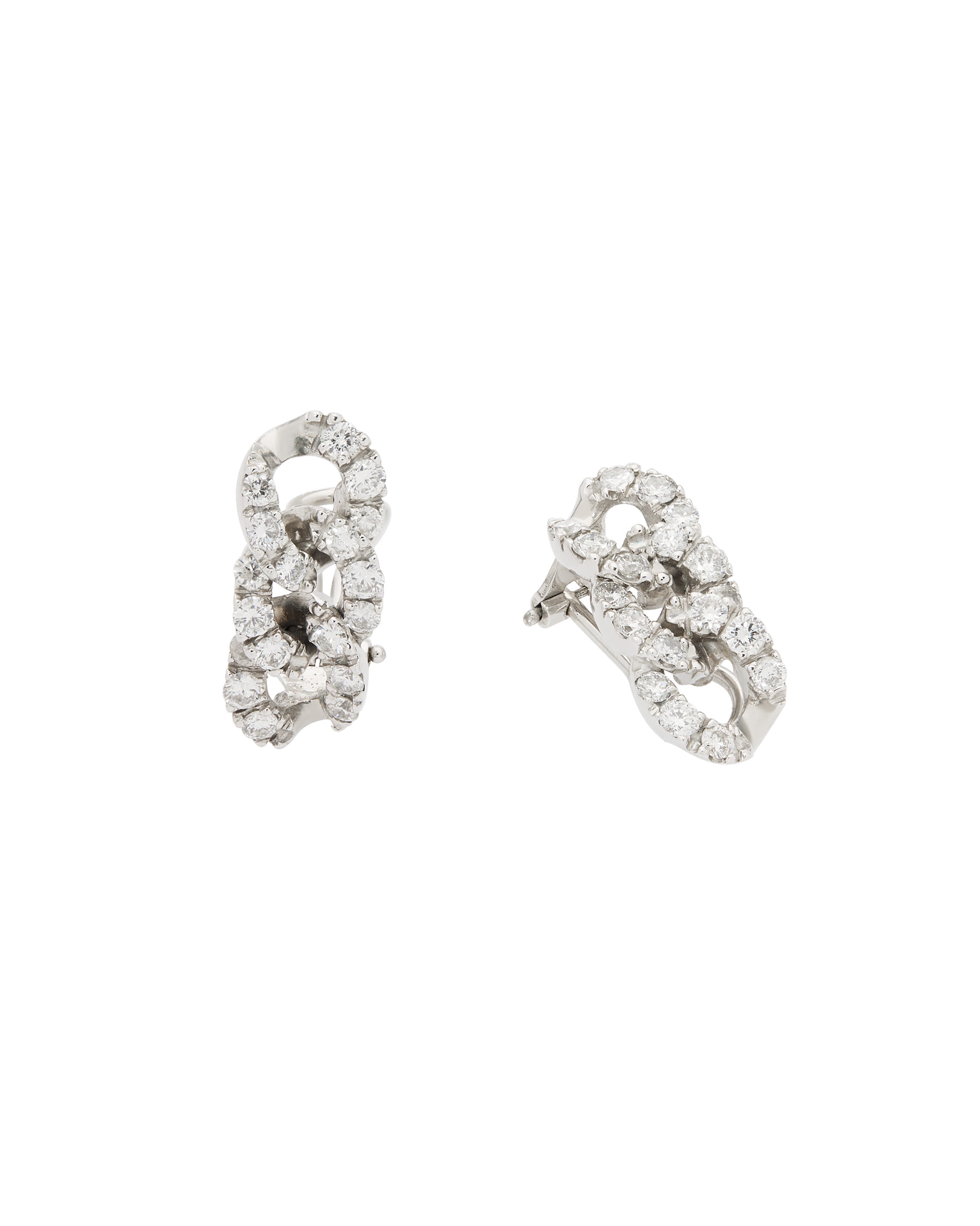 Orecchini clip groumette in oro bianco con diamanti-1