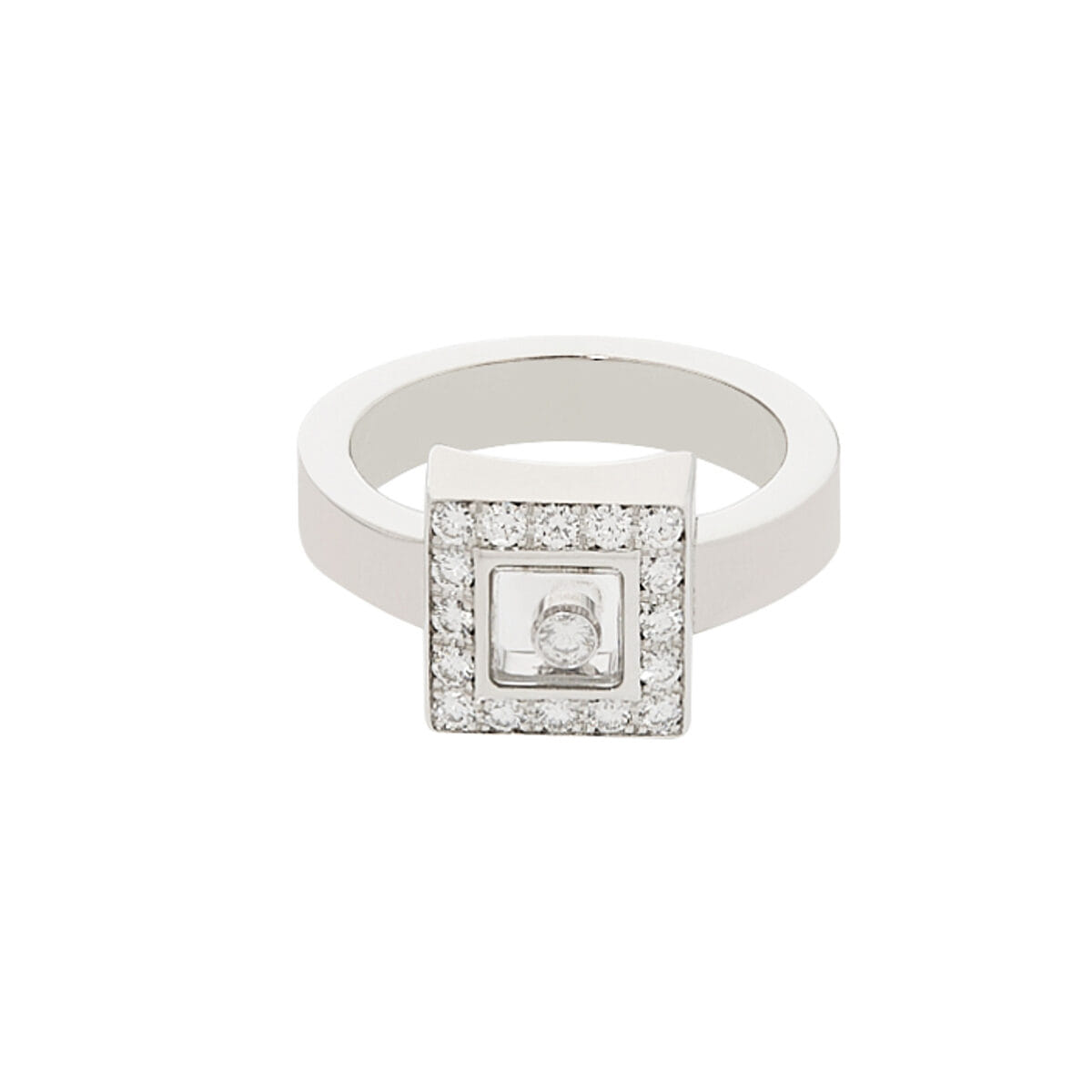 Anello chopard happy diamond in oro bianco con diamanti-1