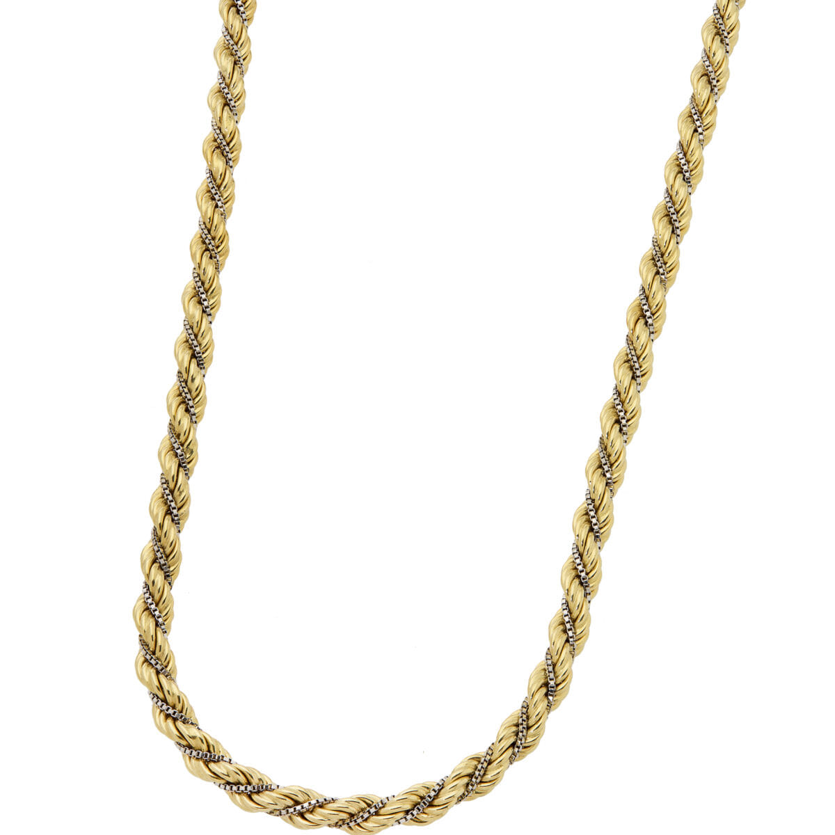 Collana maglia torchon e veneziana in oro giallo e bianco-1