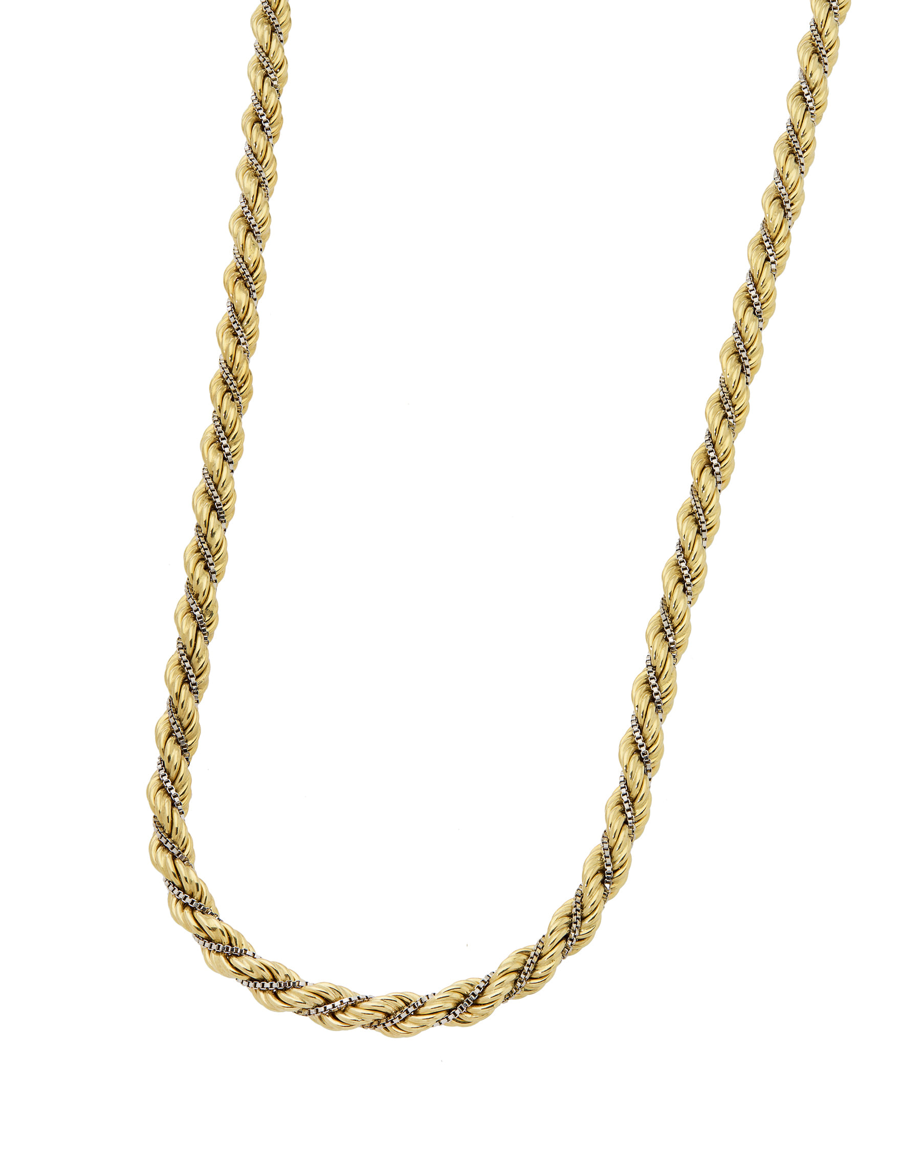 Collana maglia torchon e veneziana in oro giallo e bianco-1