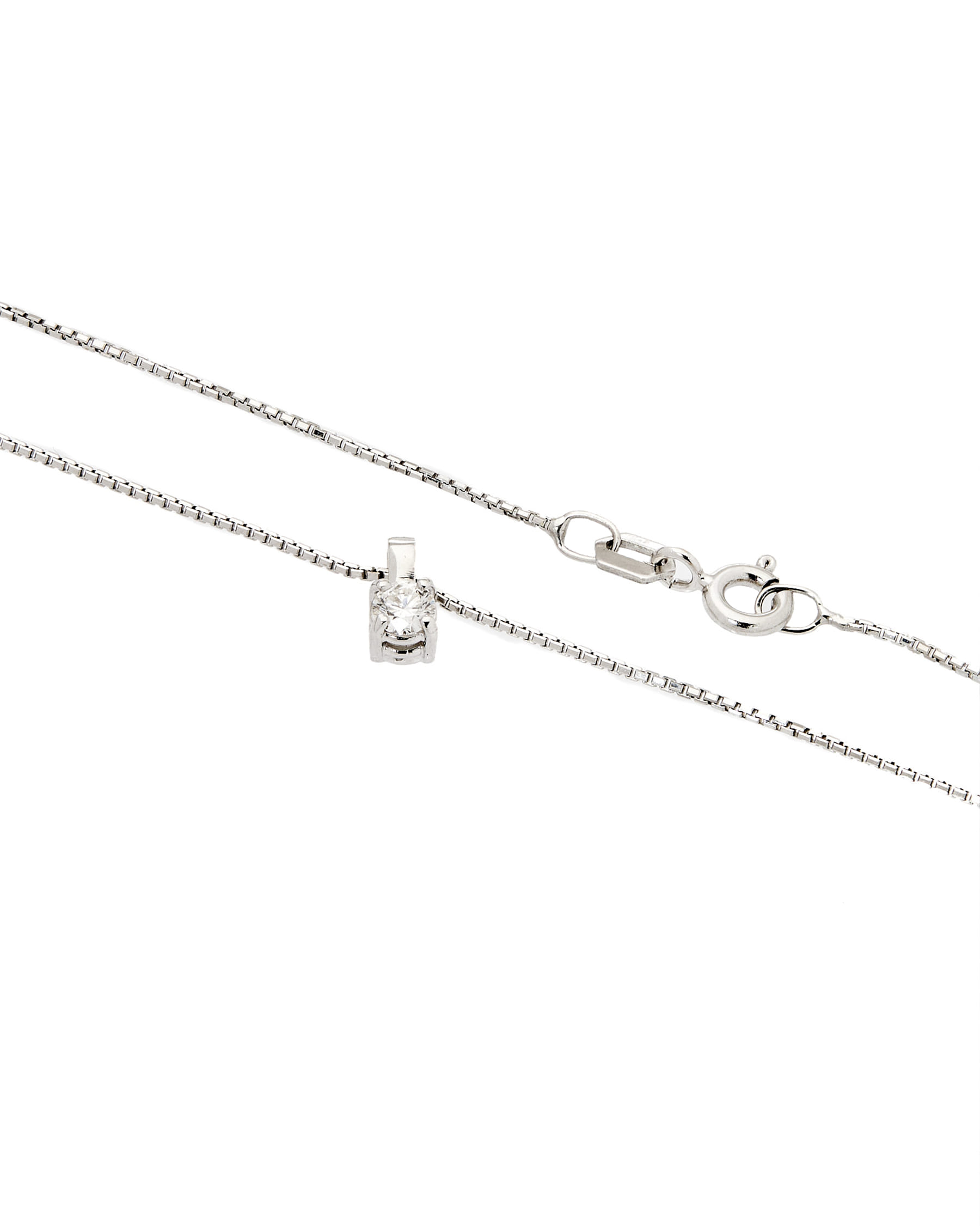 Catenina punto luce in oro bianco con diamante 0,14 ct-2