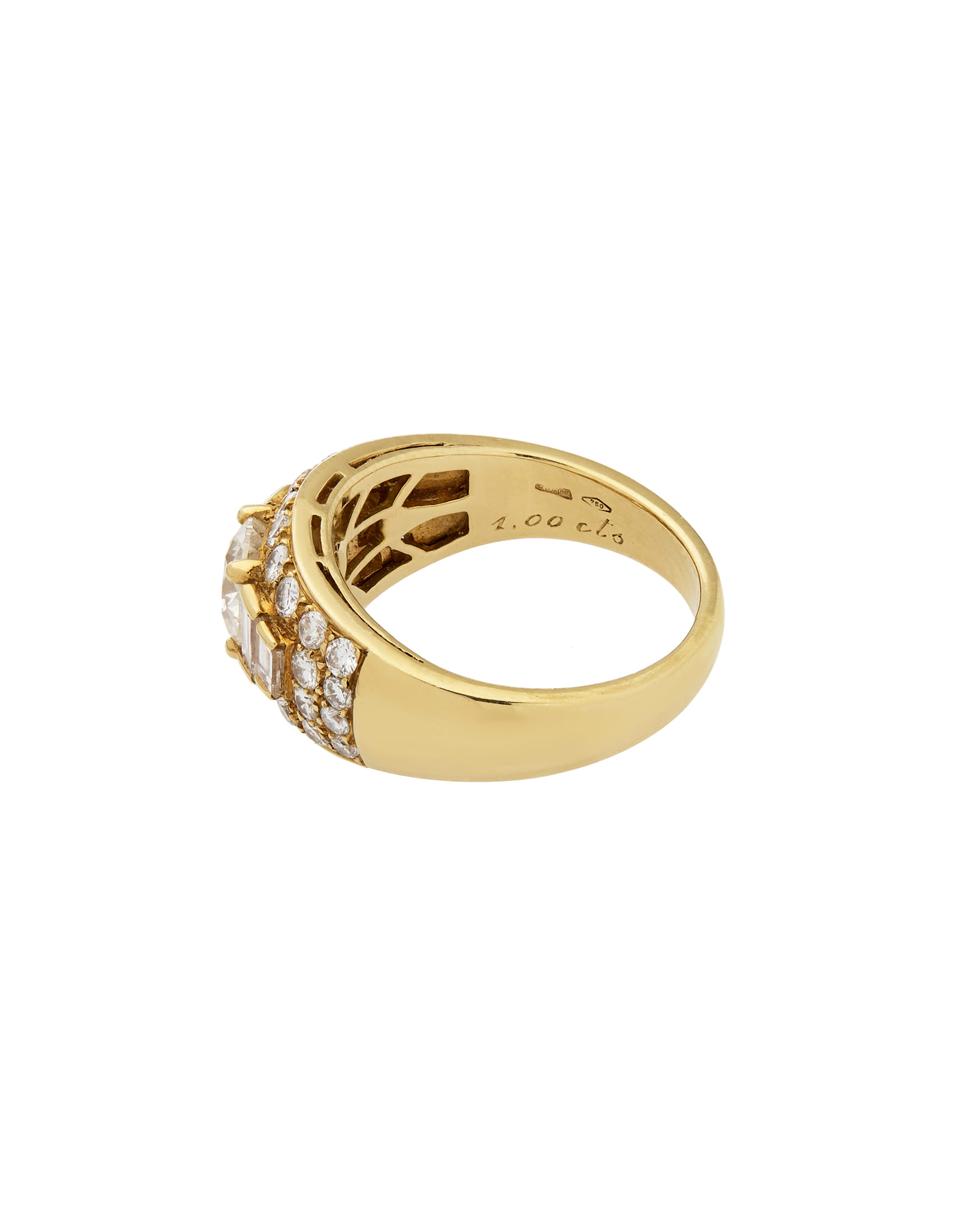 Anello trombino bulgari in oro giallo con diamanti-2