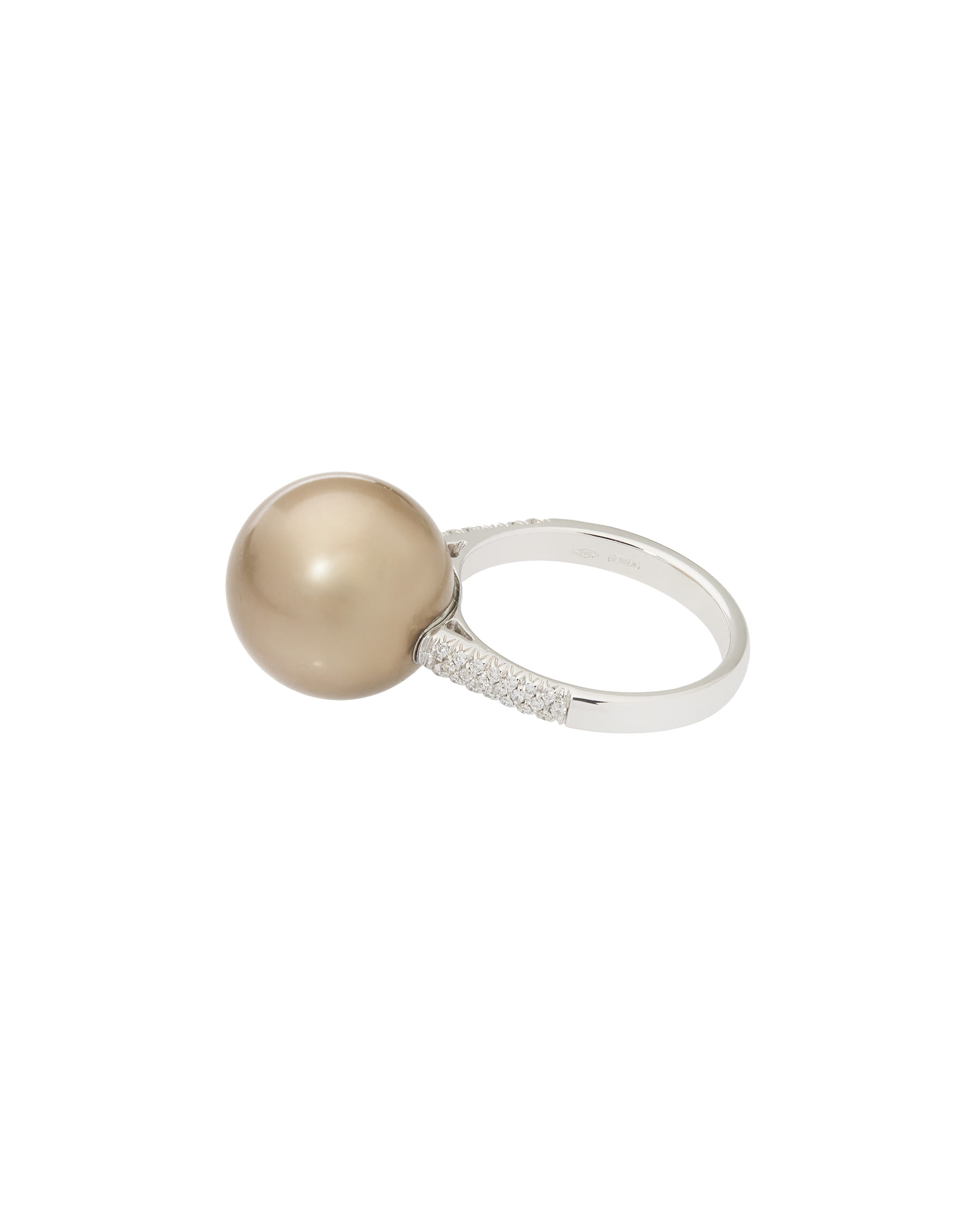 Anello in oro bianco con perla tahiti e diamanti-2
