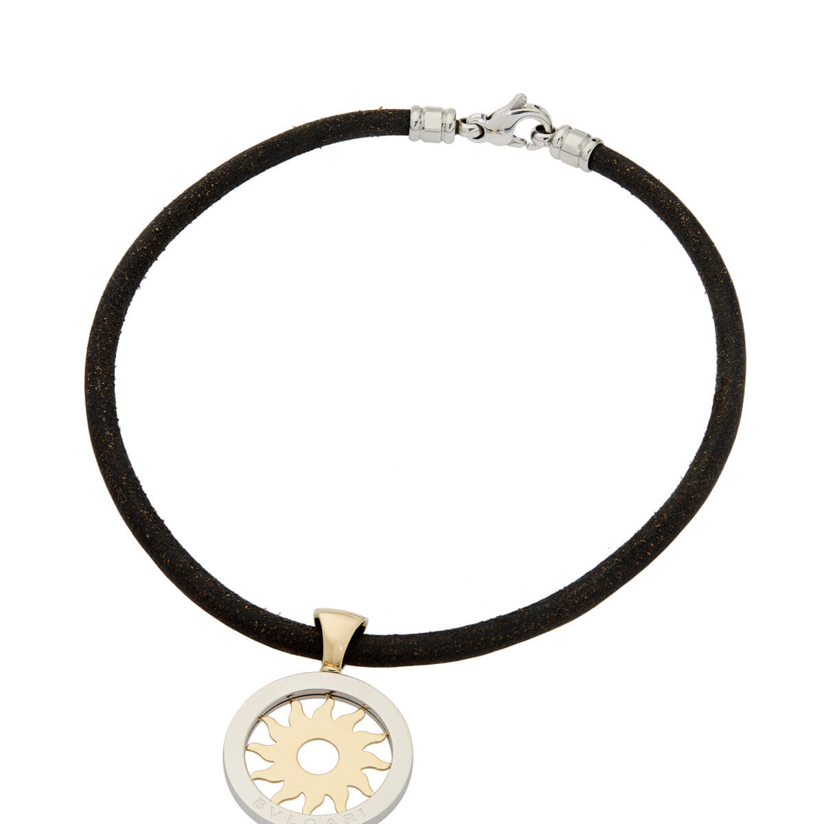 Collana bulgari con ciondolo sole in oro e acciaio-1