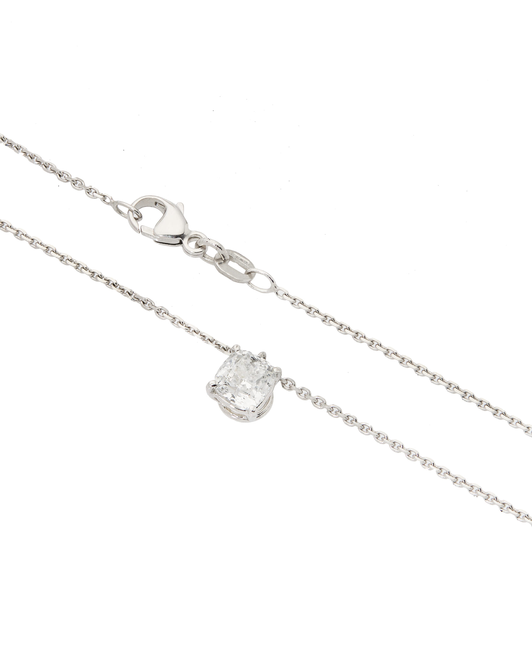 Catenina punto luce in oro bianco con diamante cushion-2